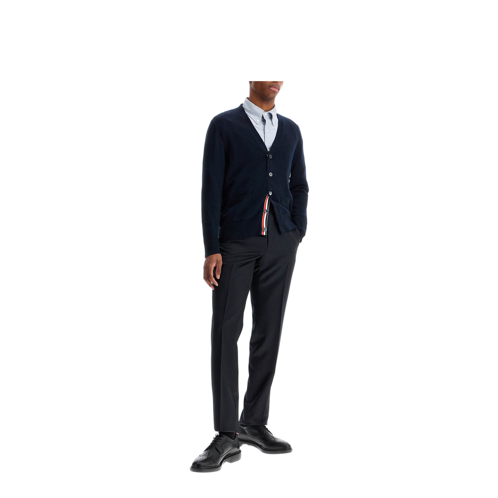 4-Bar Cotton Cardigan