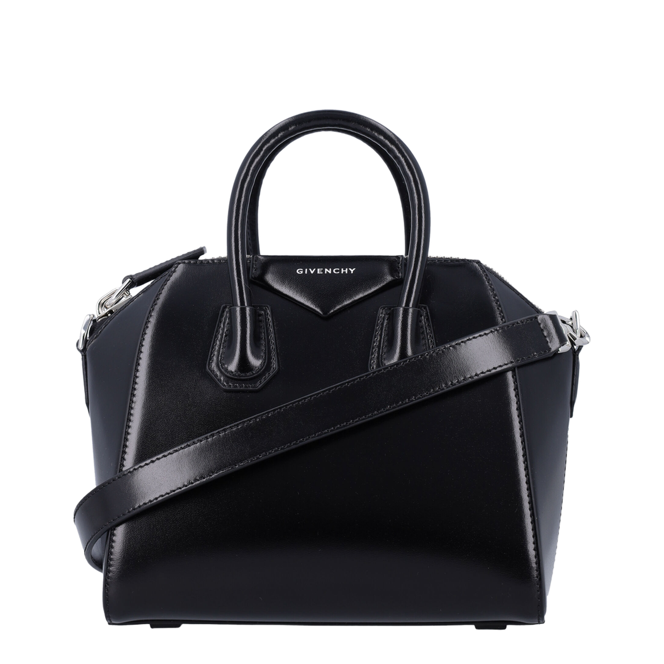 Antigona Mini Leather Shoulder Bag in Black