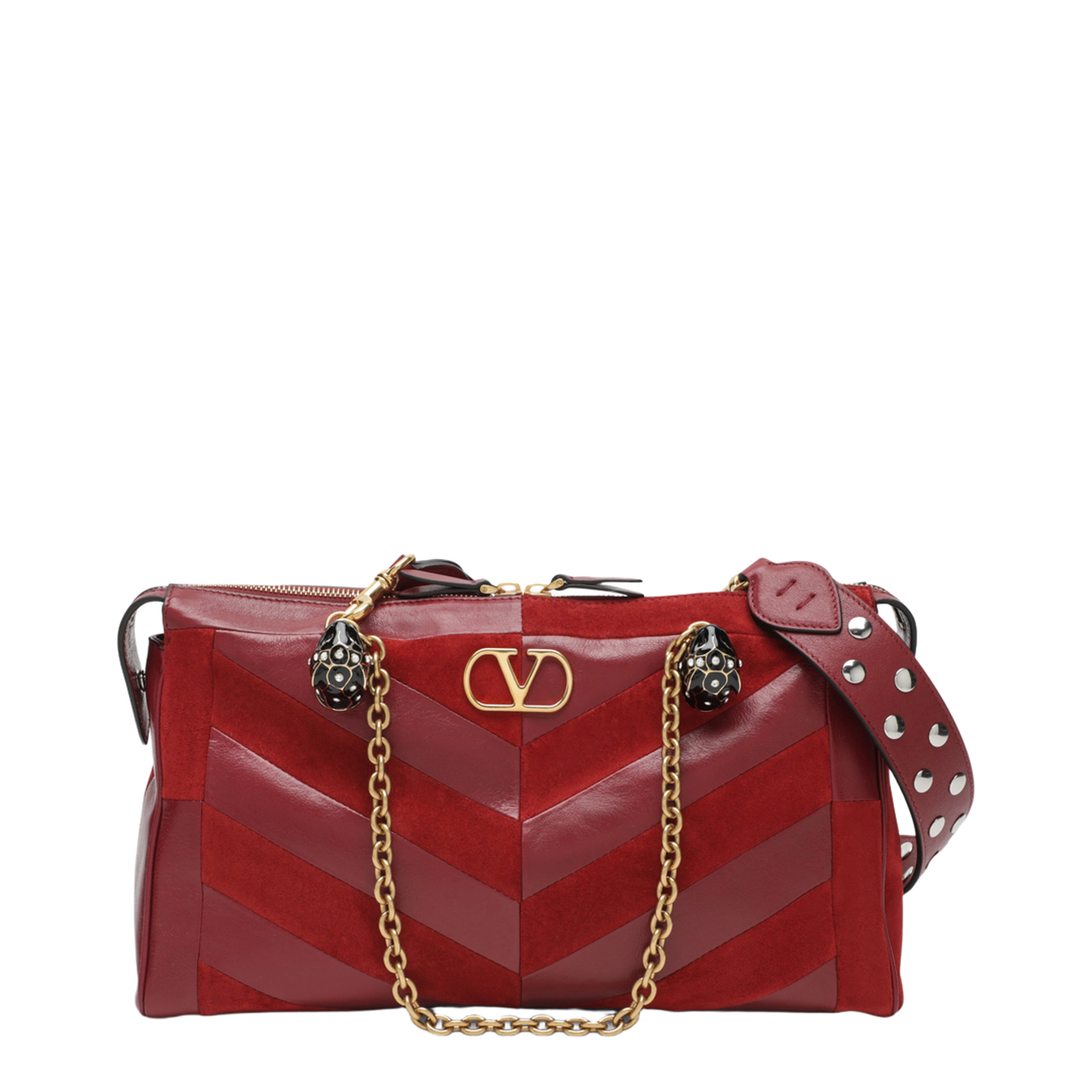 MAYFEYR - Valentino - Medium Panthea Shoulder Bag In Suede And Nappa Leather With Chevron Pattern - 9W2B0S70DEDAQS