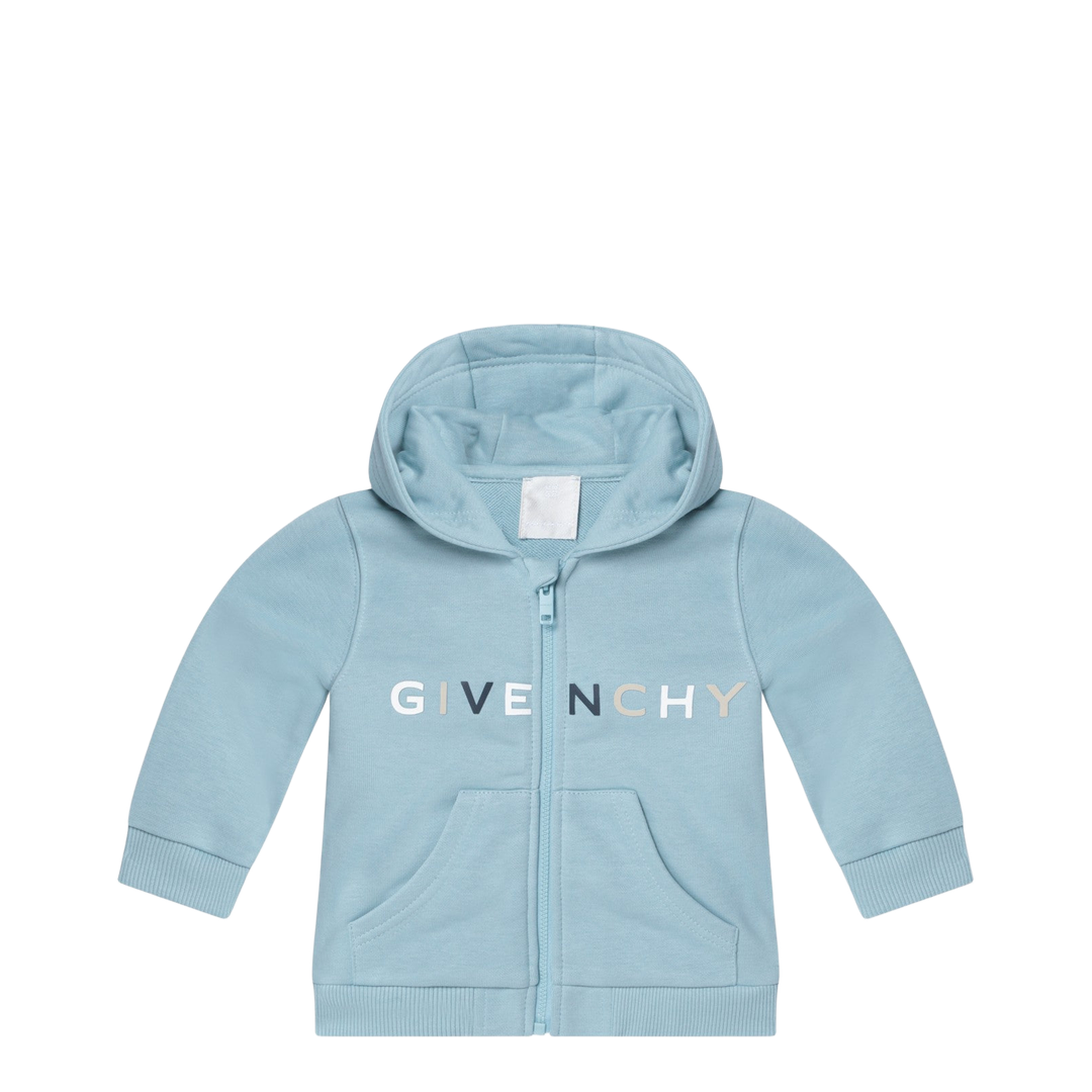 Light Blue Zip Hoodie With Logo