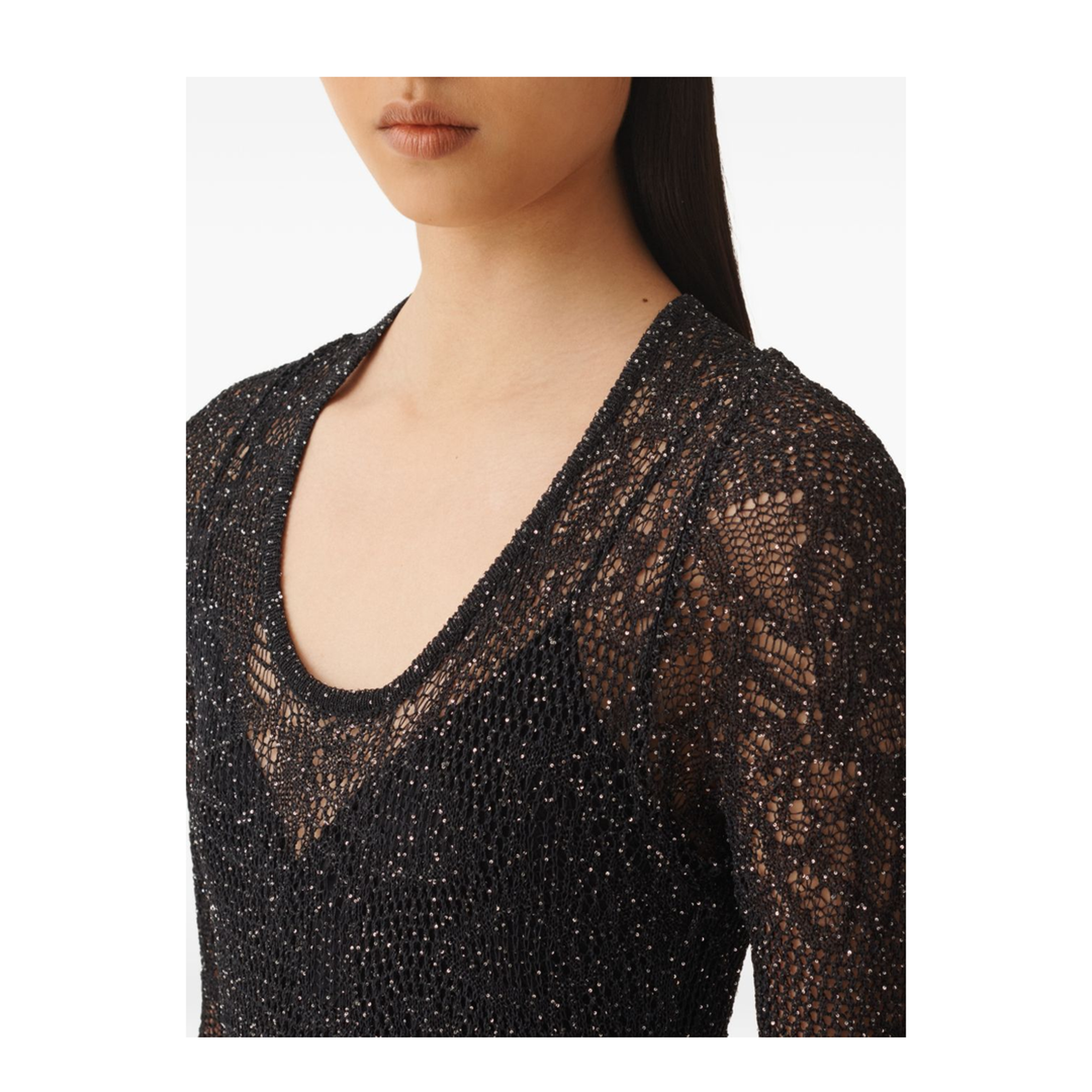 MAYFEYR - Fabiana Filippi - Lace Dress Maxi Length Scoop Neckline In Blue - ABD276F606D8645146
