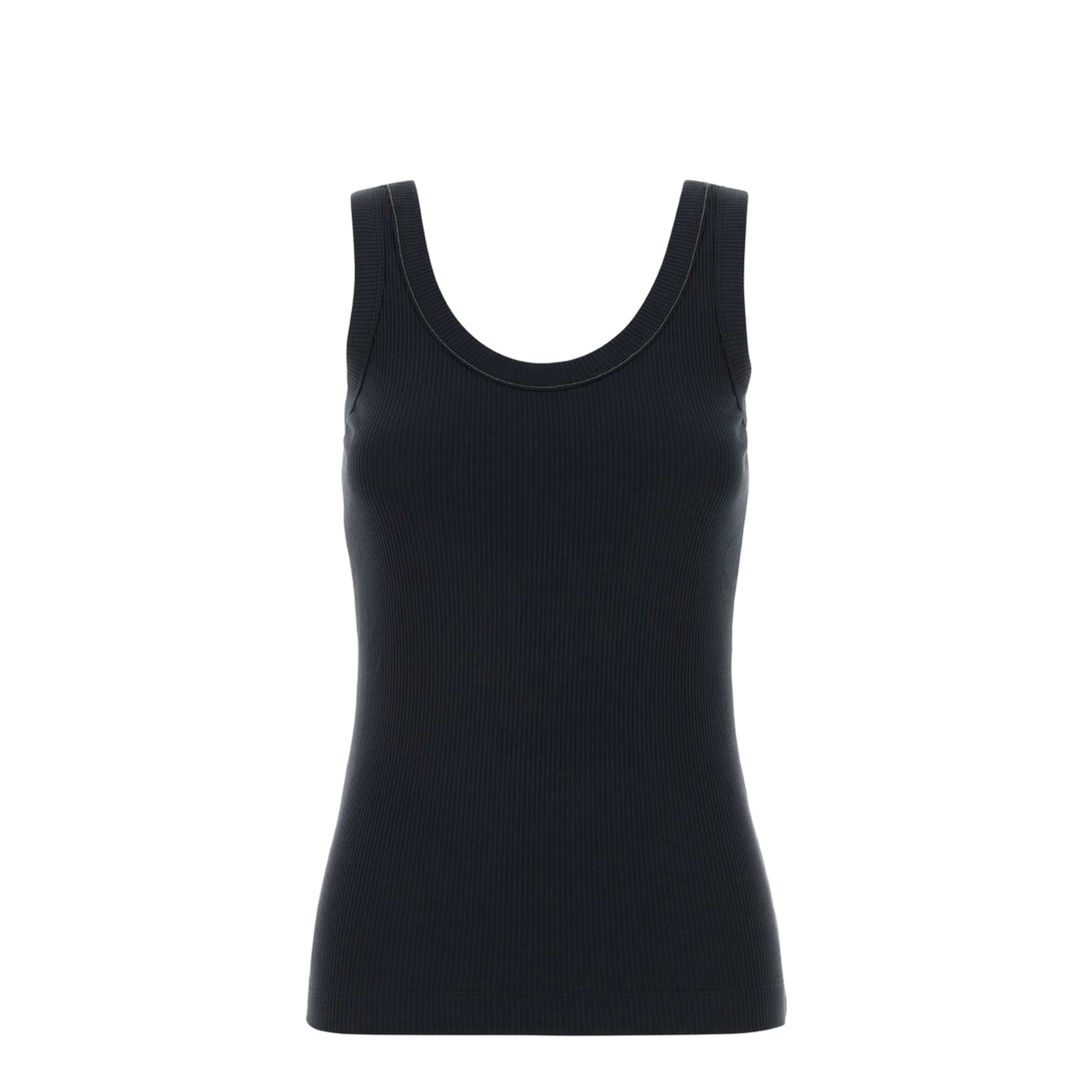 Dark Blue Stretch Cotton Tank Top