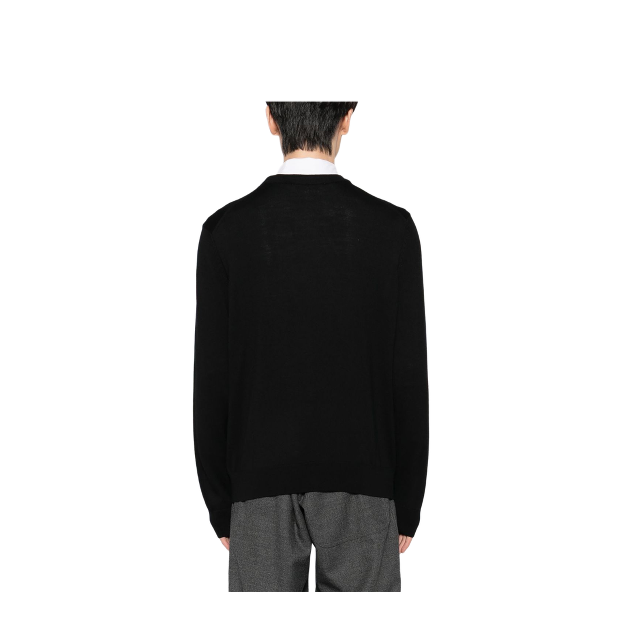 Fox Head Wool Crewneck Sweater - Black