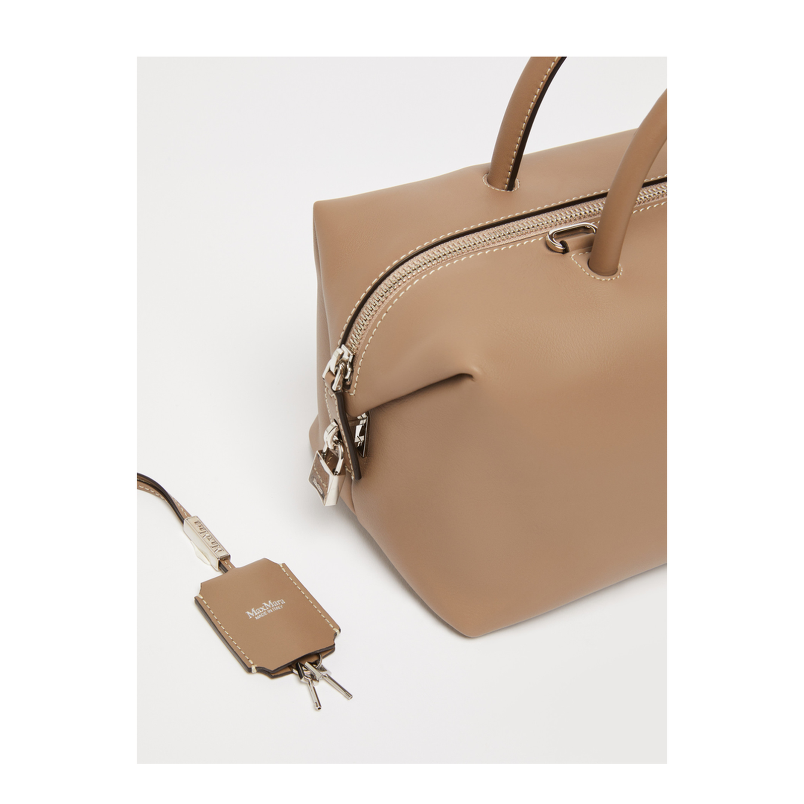 Medium Natural Leather Bowler Bag