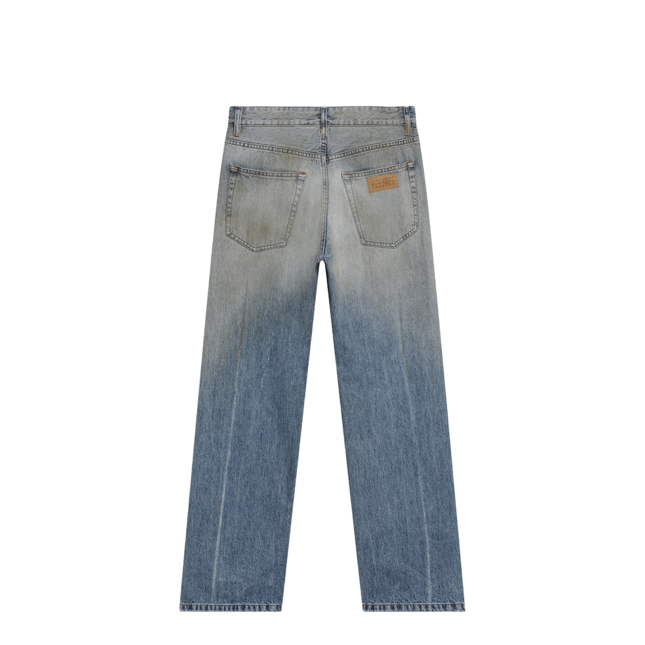 Straight-Leg Trompe-L'Œil Cotton Jeans In Medium Blue