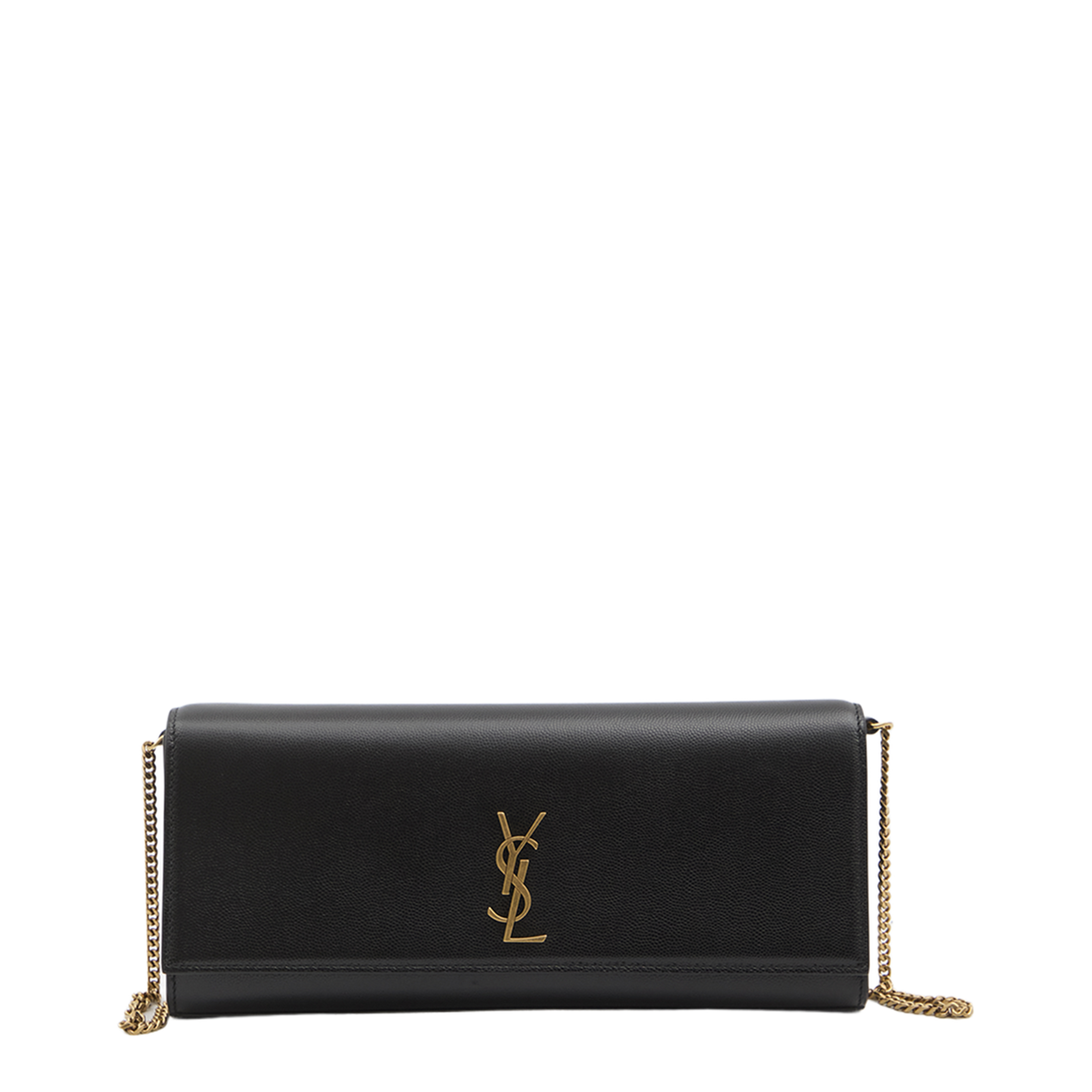 Kate Grain de Poudre Leather Clutch - Black
