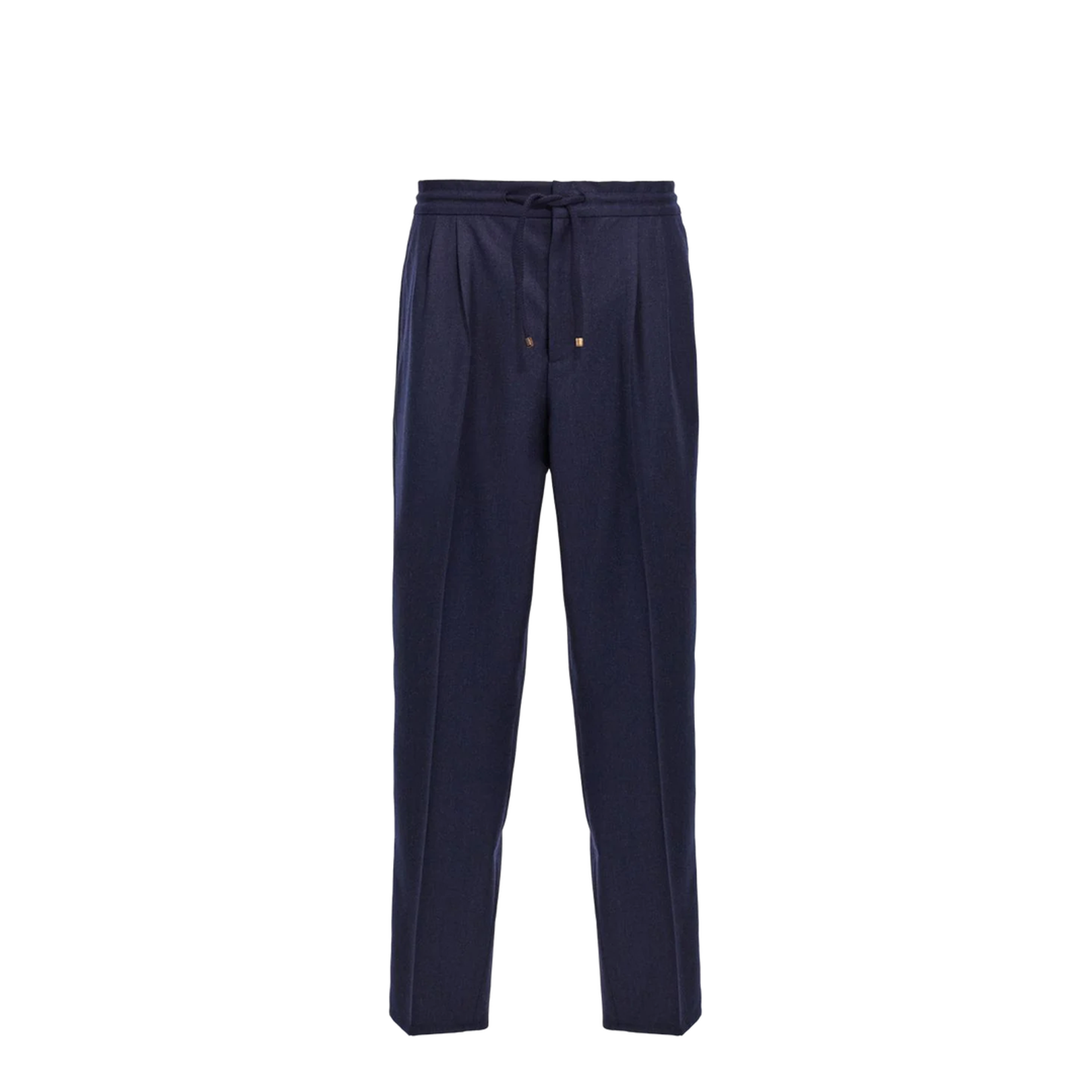 Leisure fit trousers in virgin wool flannel with drawstring and double darts