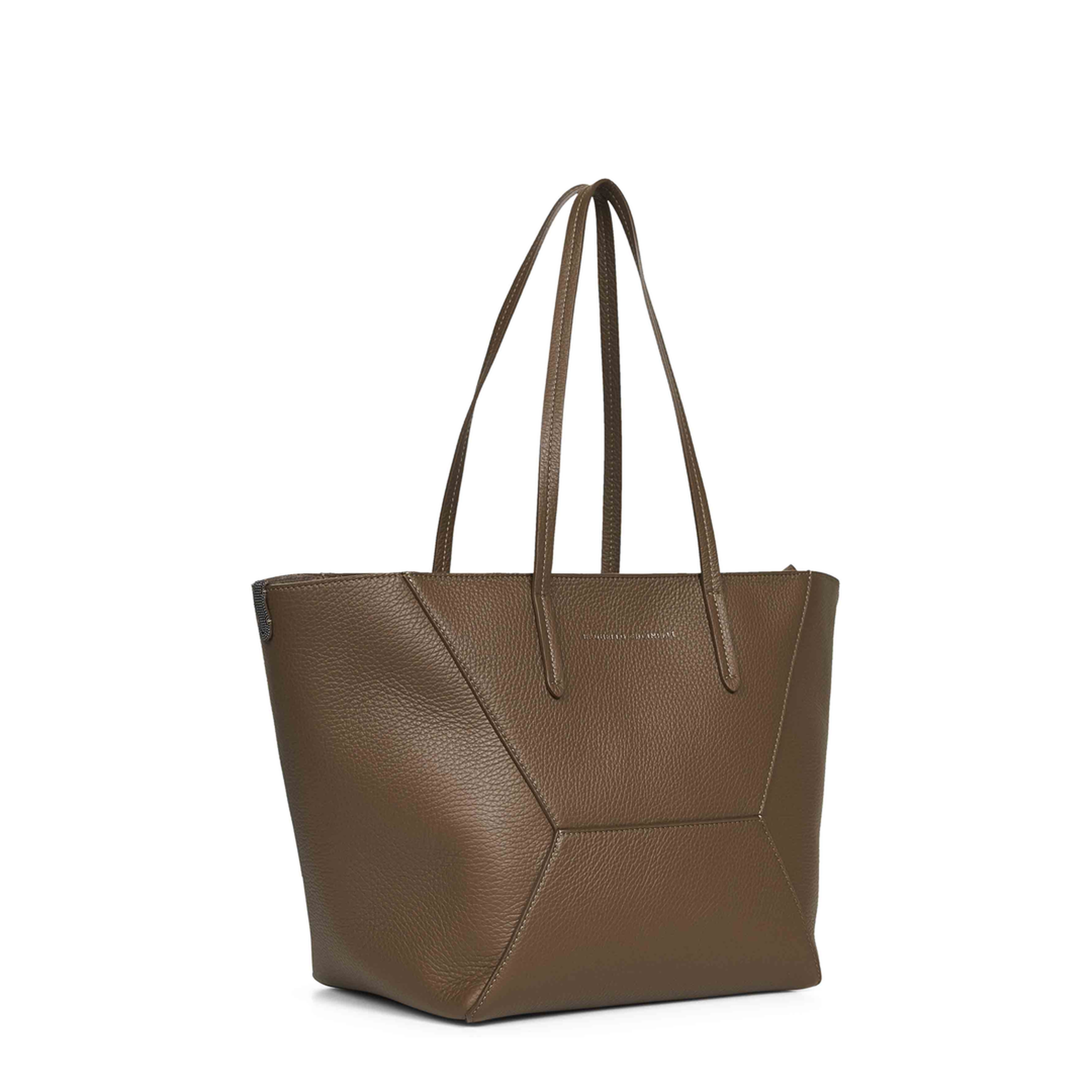 Duo Medium Leather Tote Bag - Brown