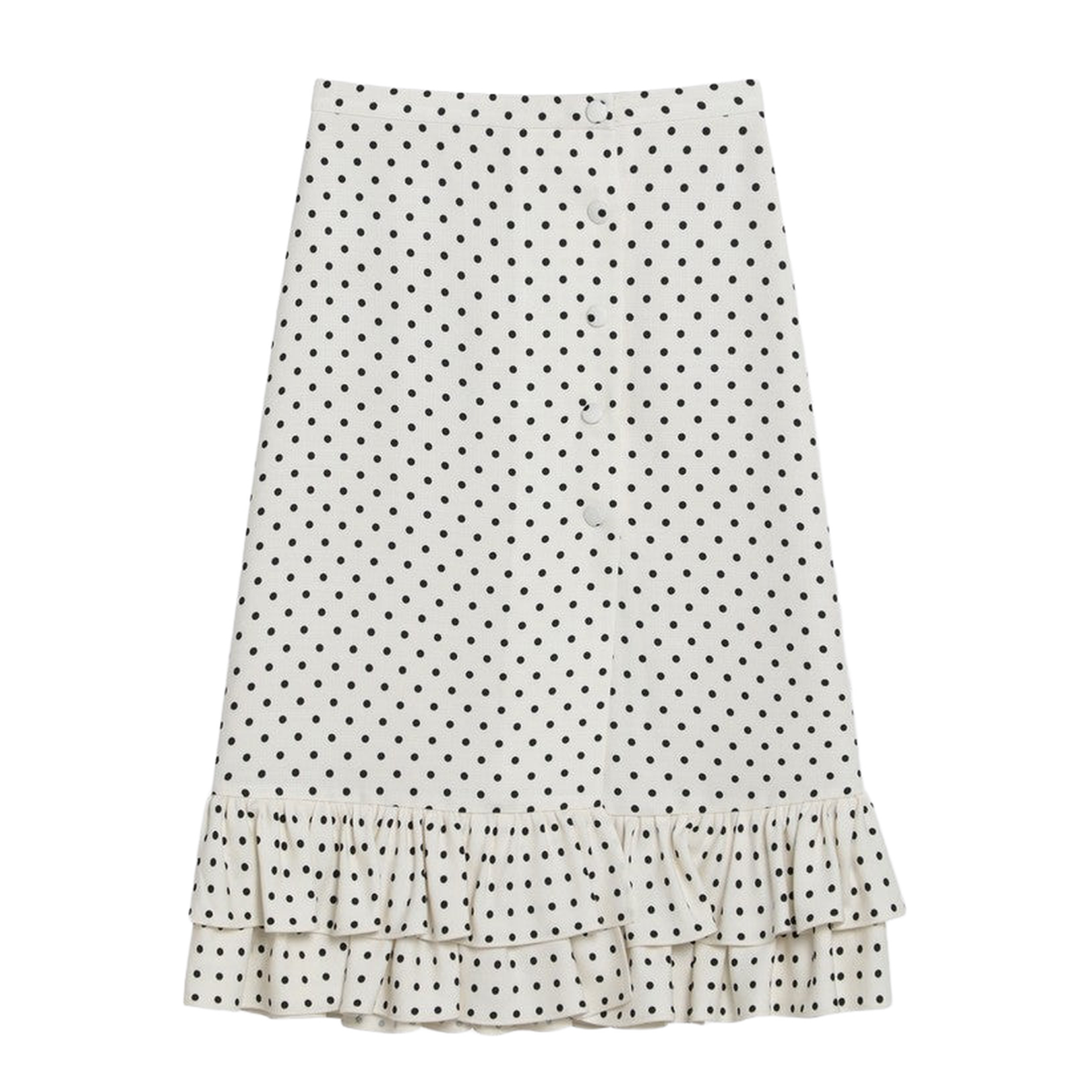 Ivory Polka-Dot Skirt With Ruffles