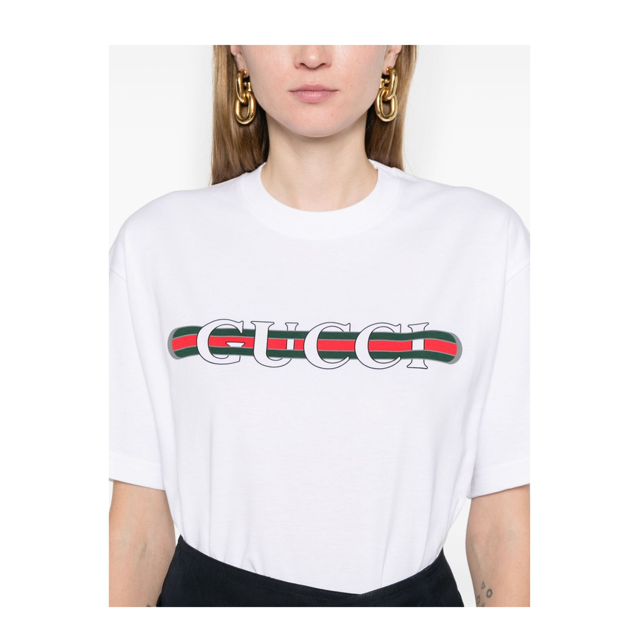 Printed Cotton Jersey T-Shirt in White