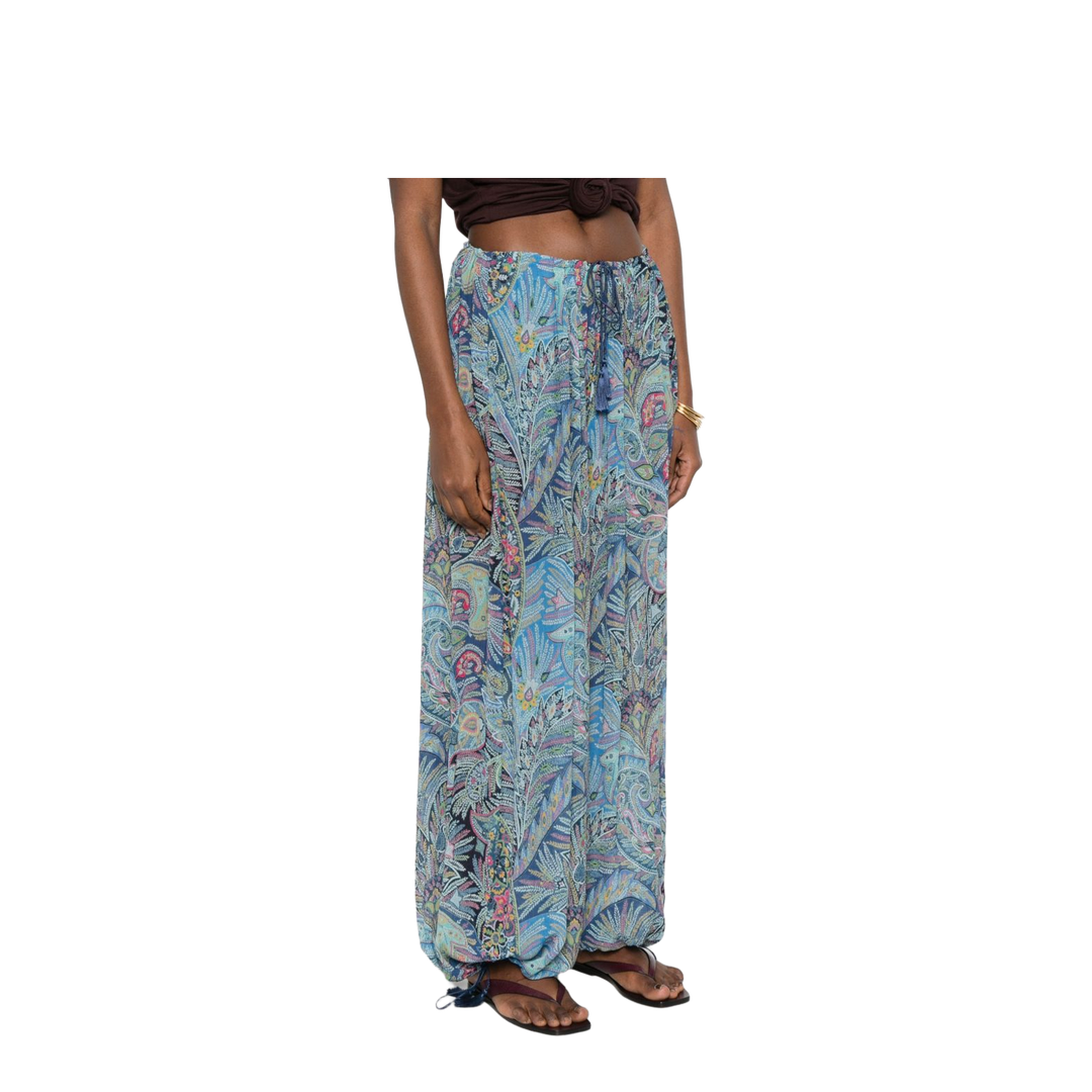 Printed Wide-Leg Trousers Blue