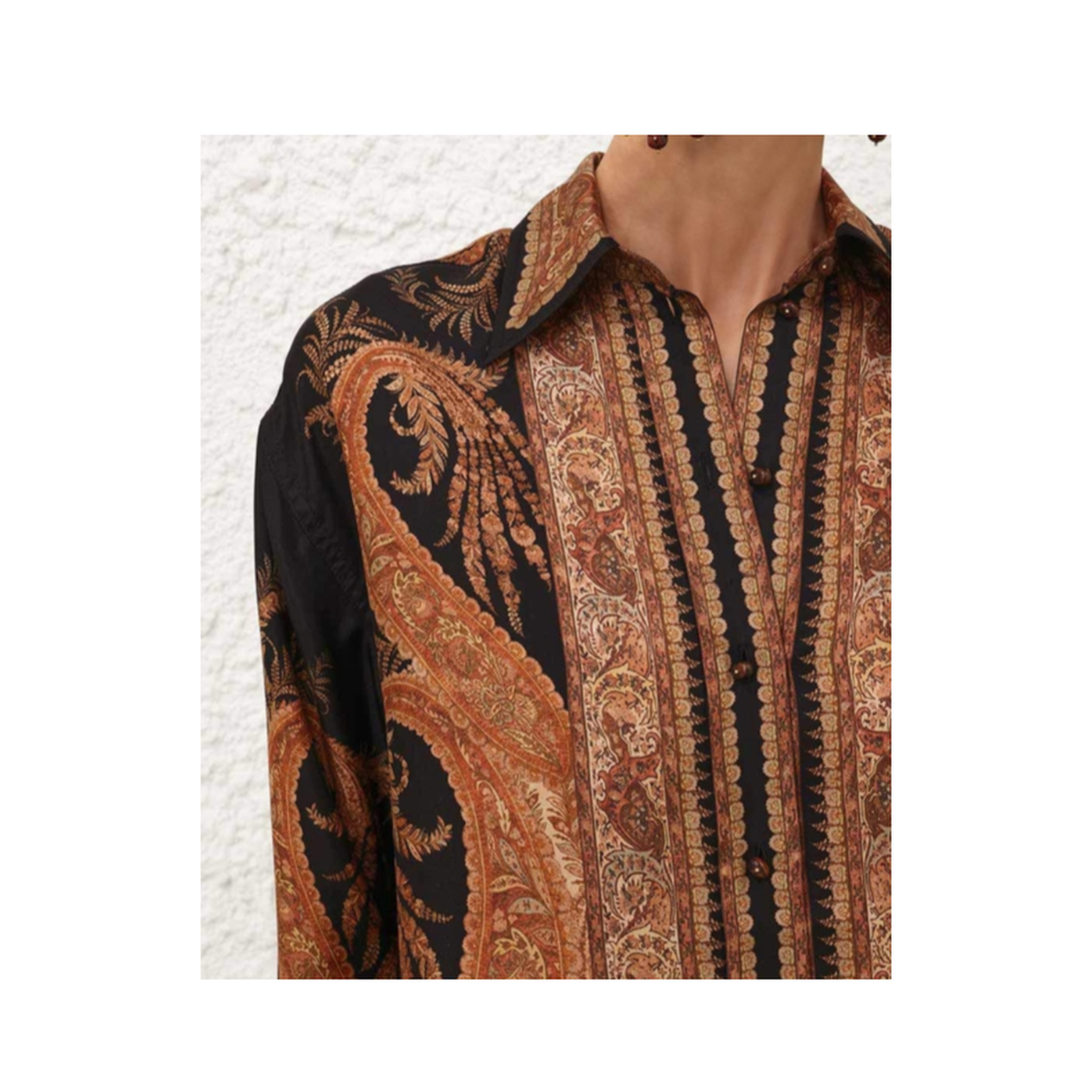 Hypnotic Satin Shirt Denim Paisley