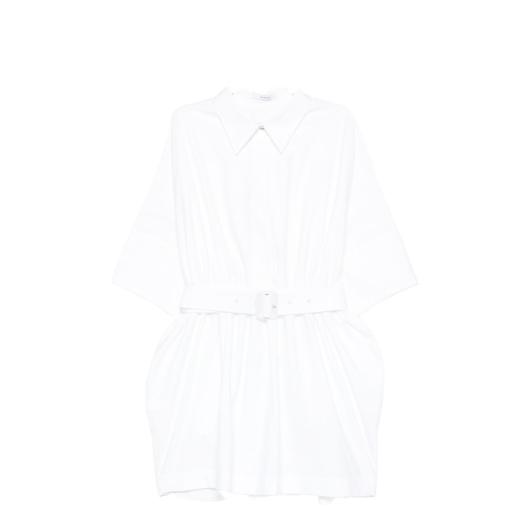 Mini Chemisier Dress in White Poplin