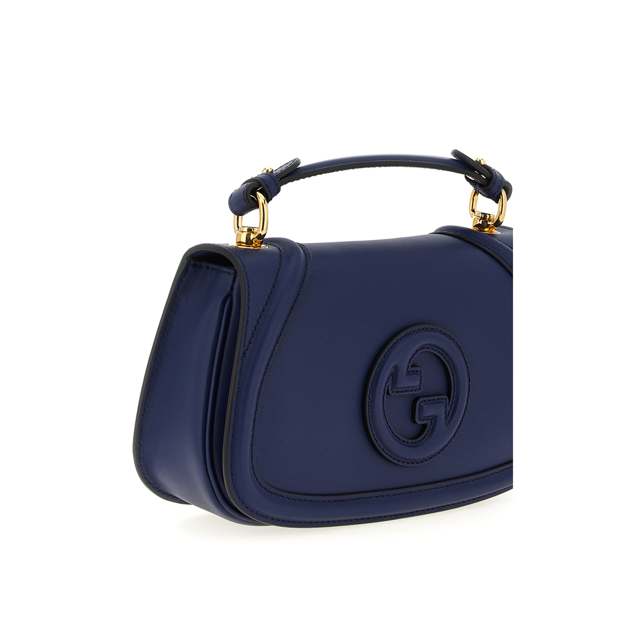 Blondie Medium Top Handle Bag in Blue Leather