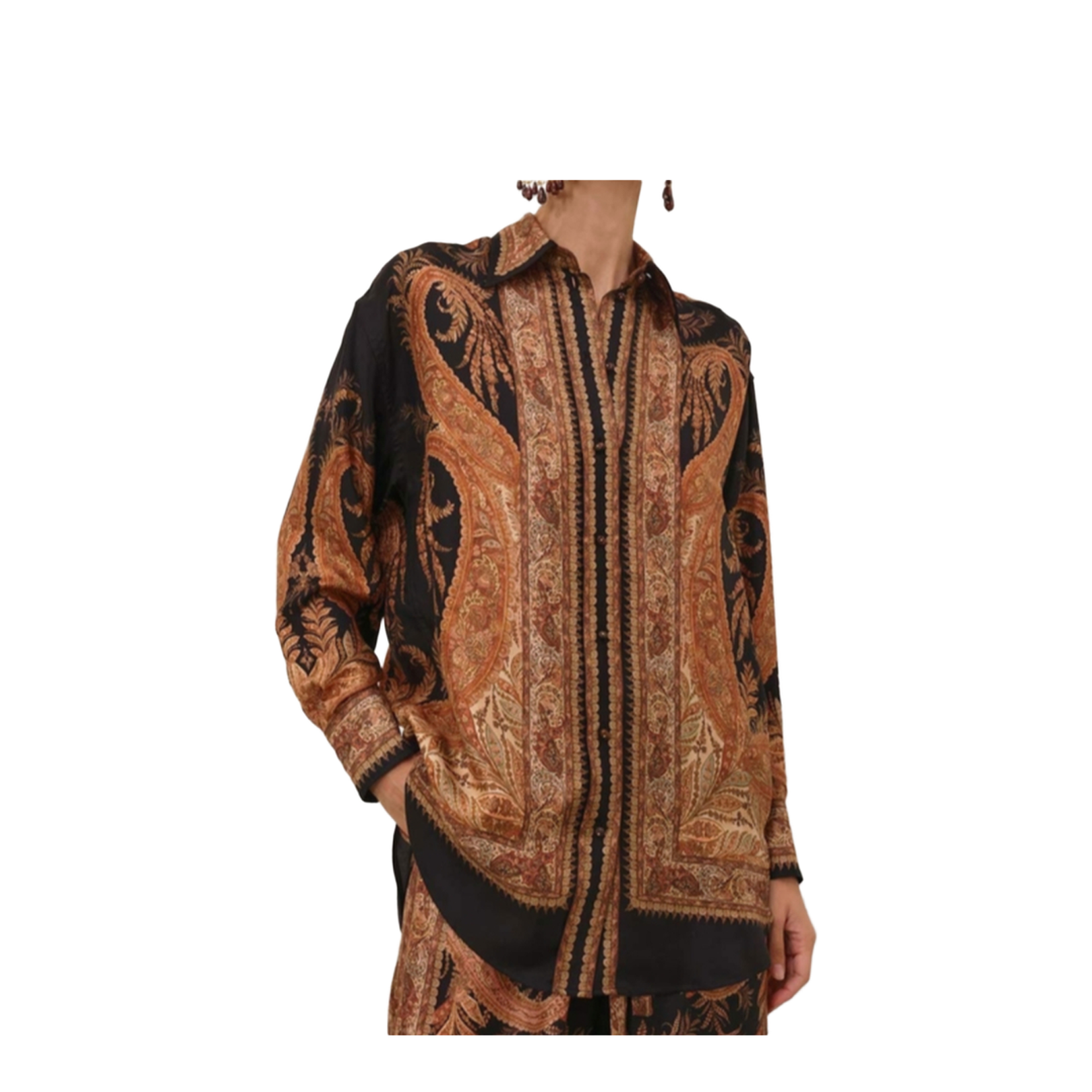 Hypnotic Satin Shirt Denim Paisley