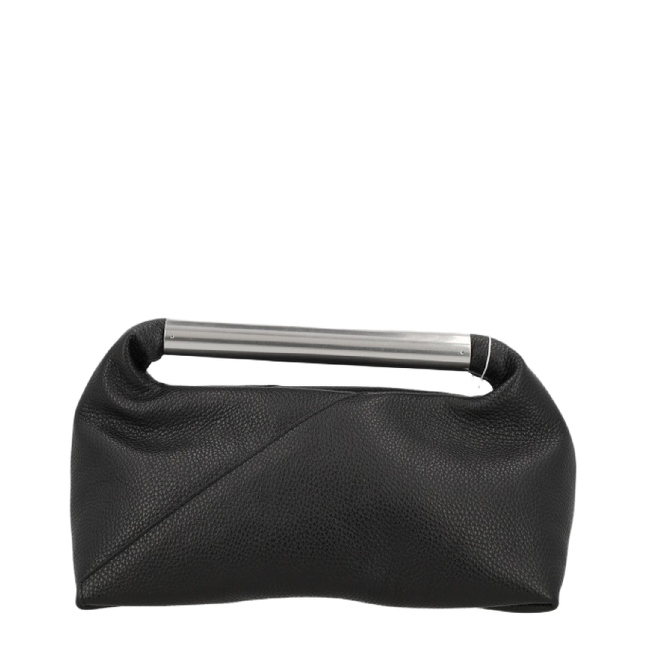 Japanese Jewel Handle Handbag In Grained Calf Leather, Black