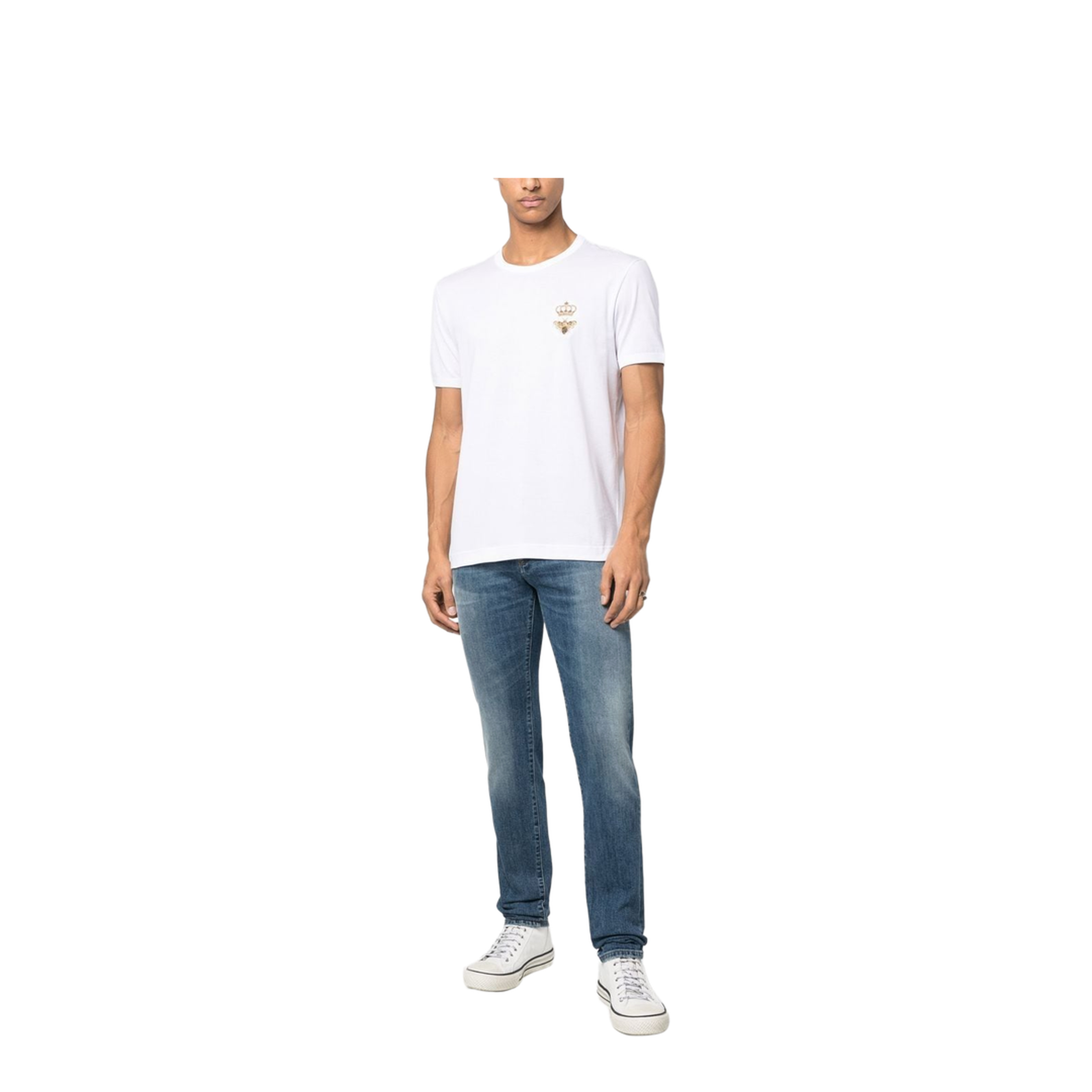 MAYFEYR - Dolce & Gabbana - Cotton Jersey T-Shirt With Lurex Embroidery - G8PV1ZG7WUQ