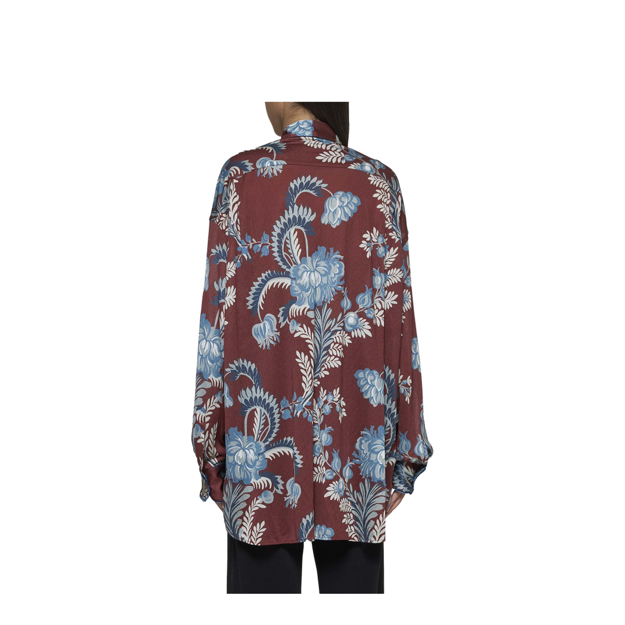 Oversized Shirt Crepe Floral Print