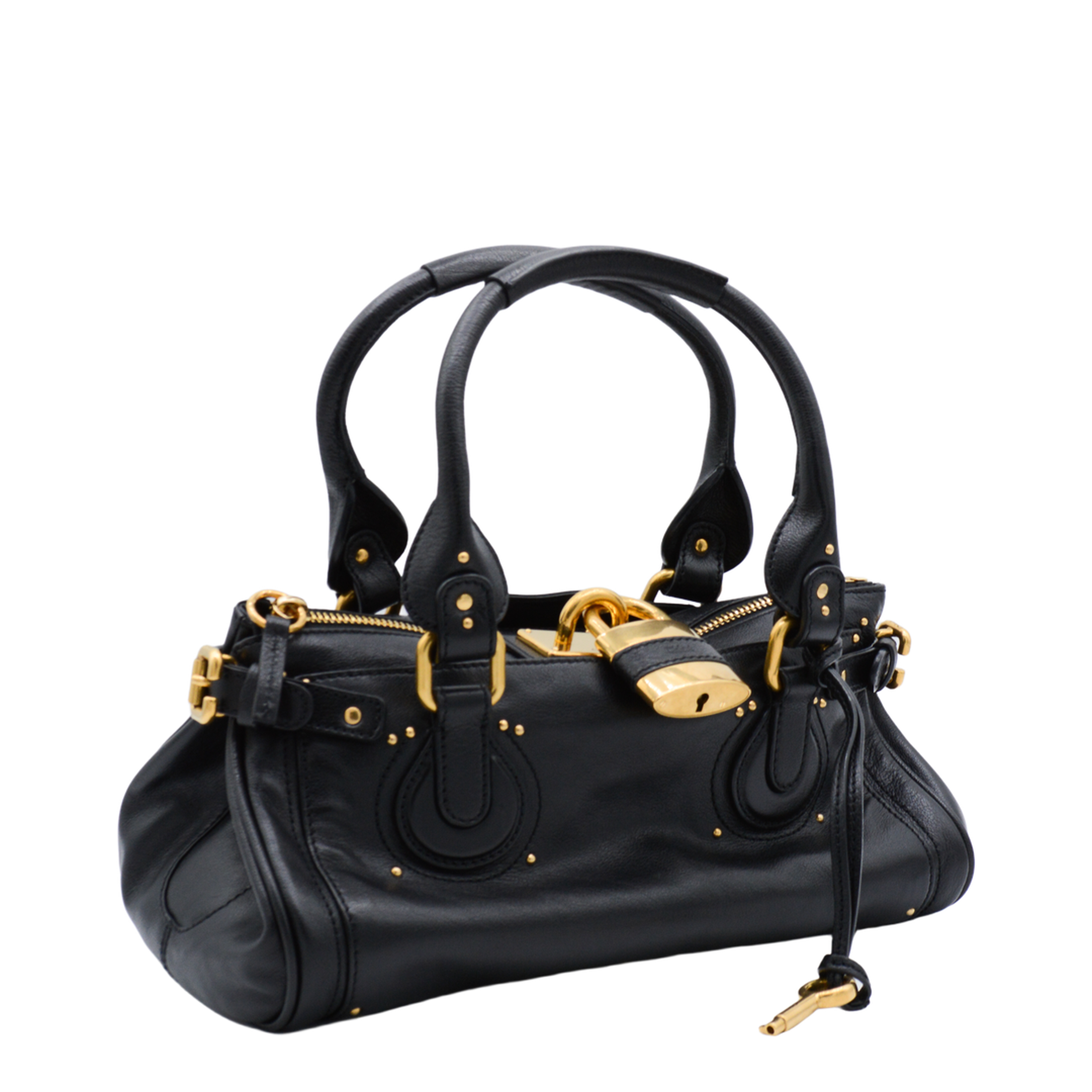 Paddington Grained Leather Handbag - Black