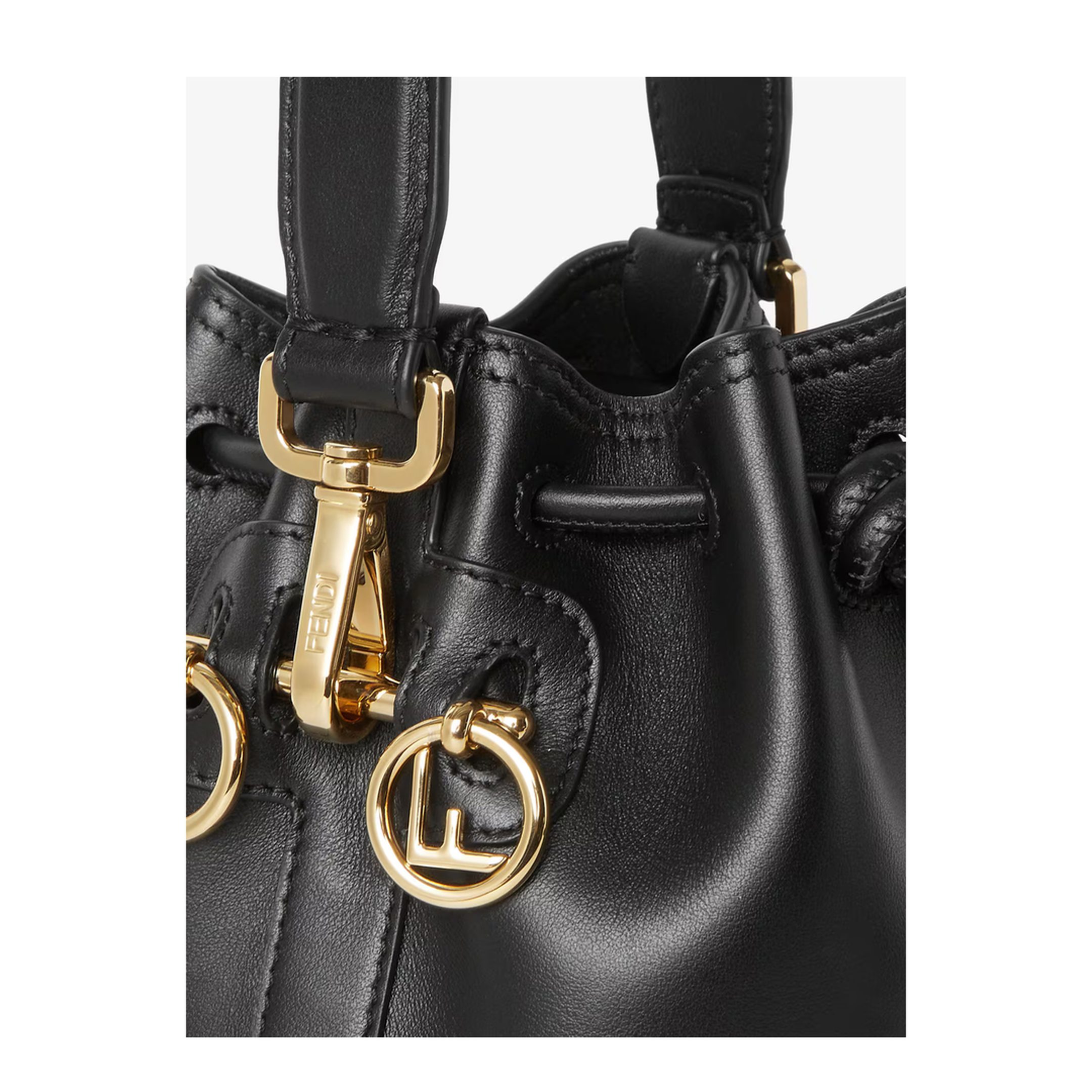 Mon Tresor Mini Leather Bucket Bags- Black