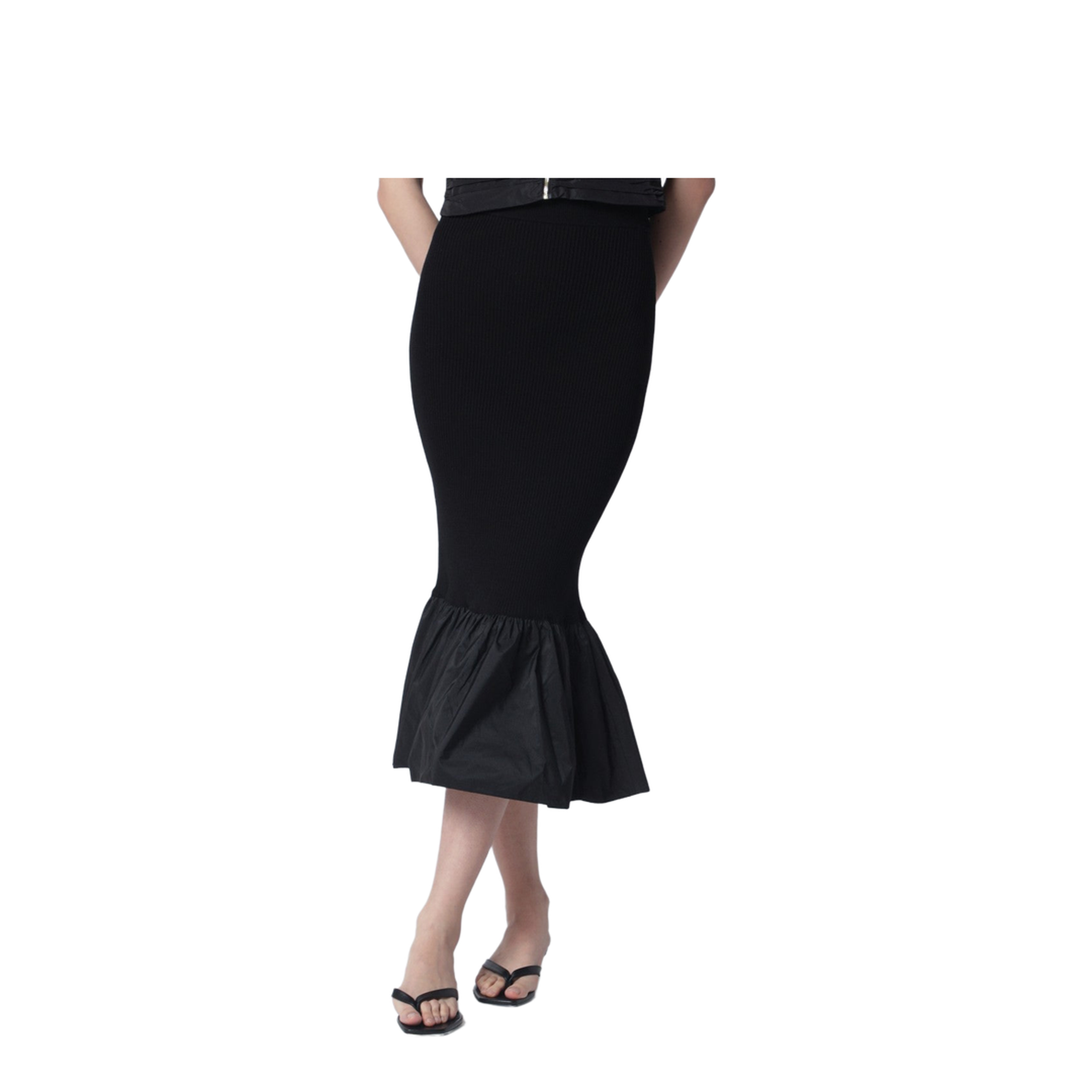 Black Skirt with Faille Ruffle Hem