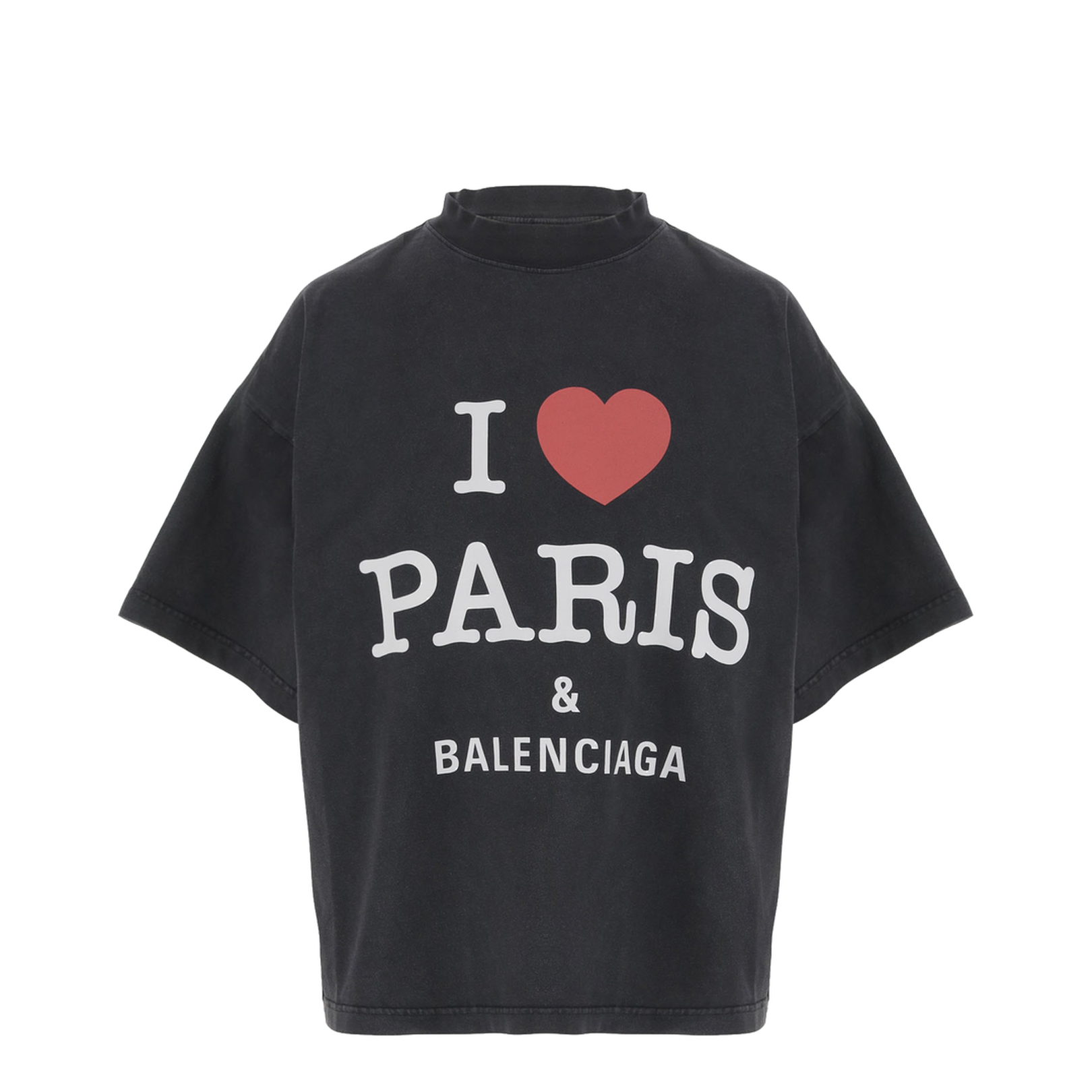 I Love Paris Black Cotton Crew Neck T-Shirt – MAYFEYR