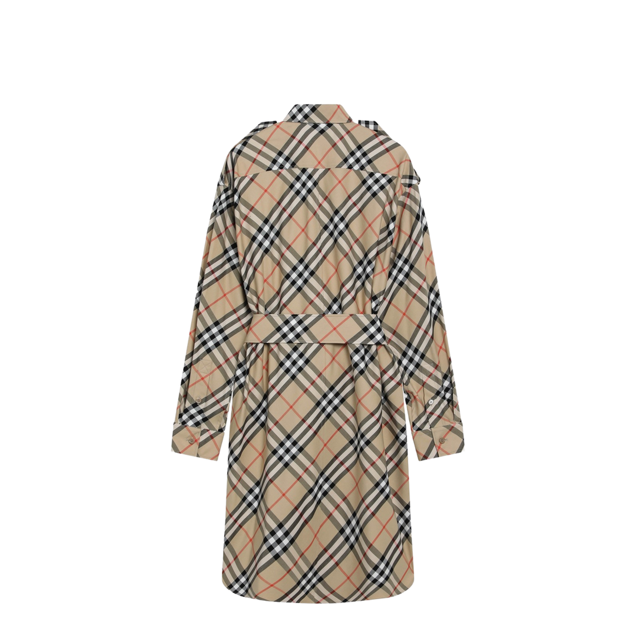 Beige Check Shirt Dress