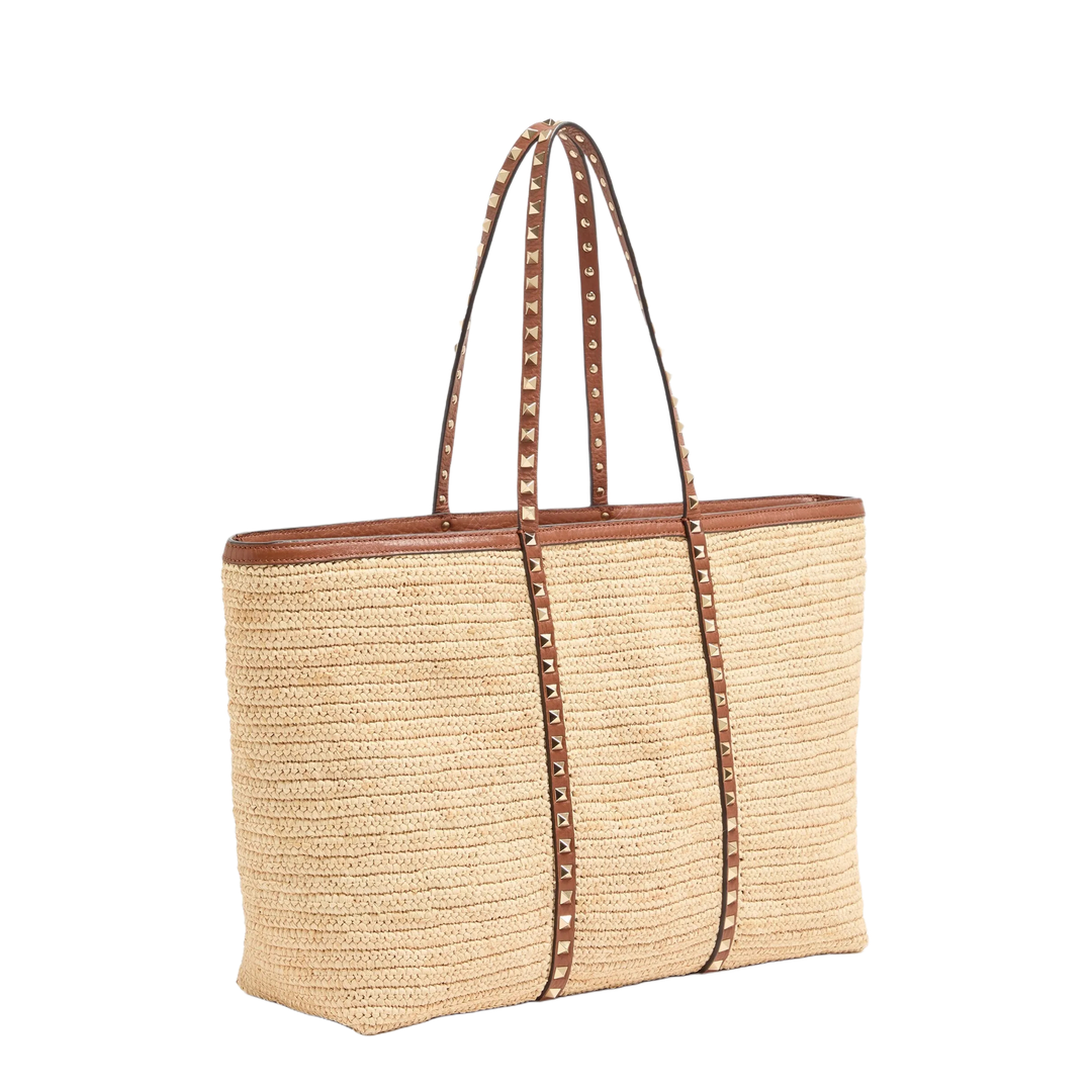 MAYFEYR - Valentino - Raffia Shopping Medium Rockstud Bag - 8W2B0R04UEN43S