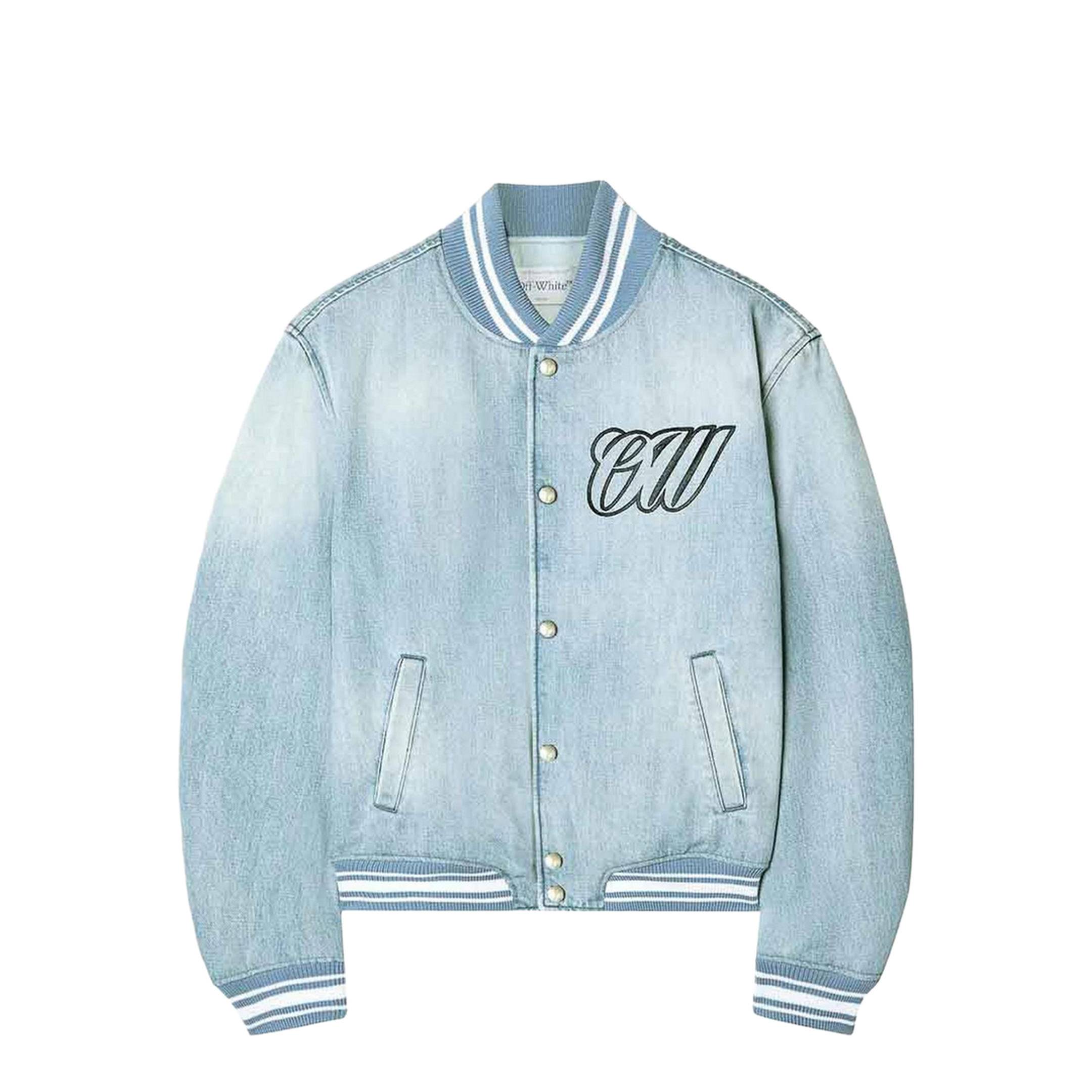 Full Denim Varsity Jacket Bleach