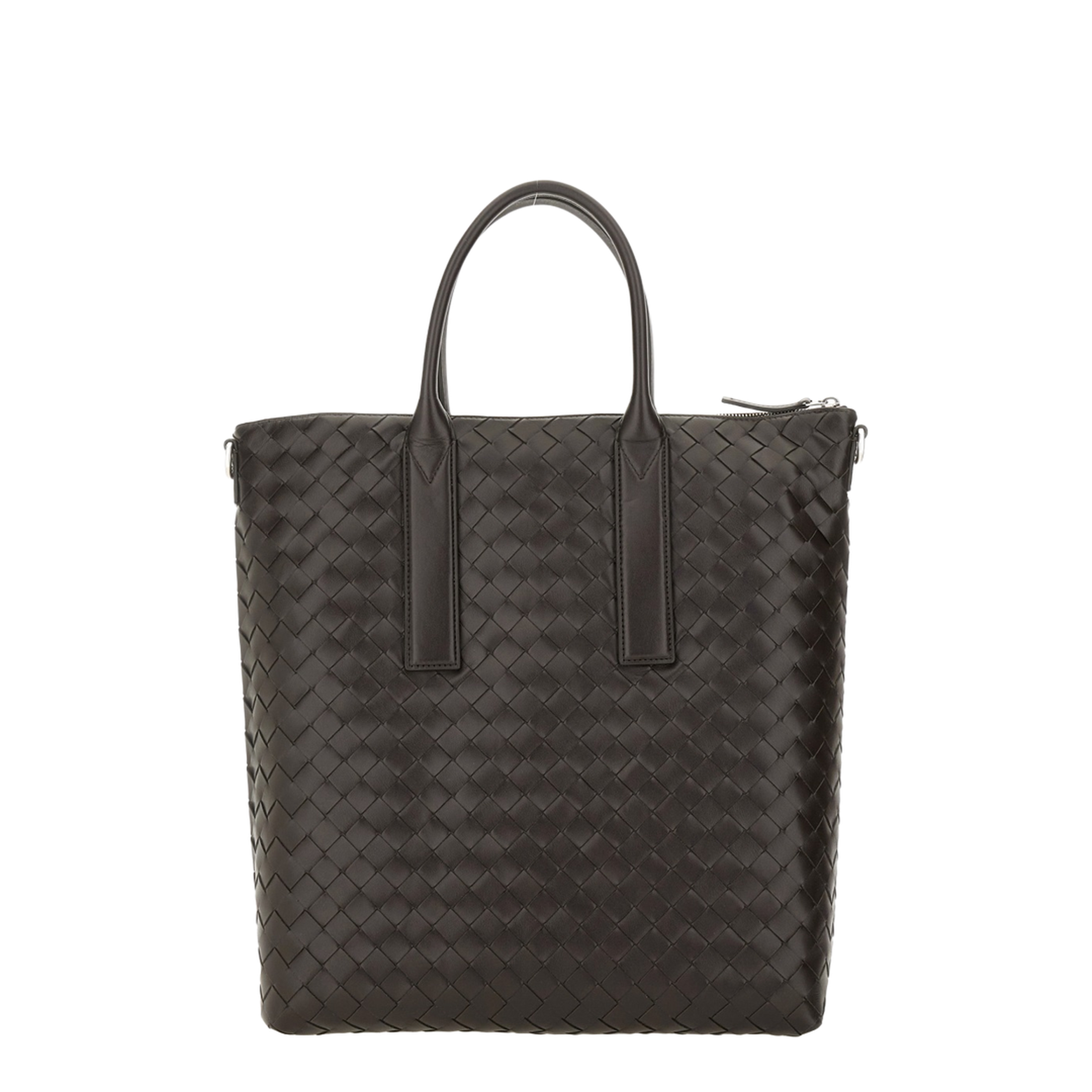 Intrecciato Leather Tote Bags - Fondant/Brown