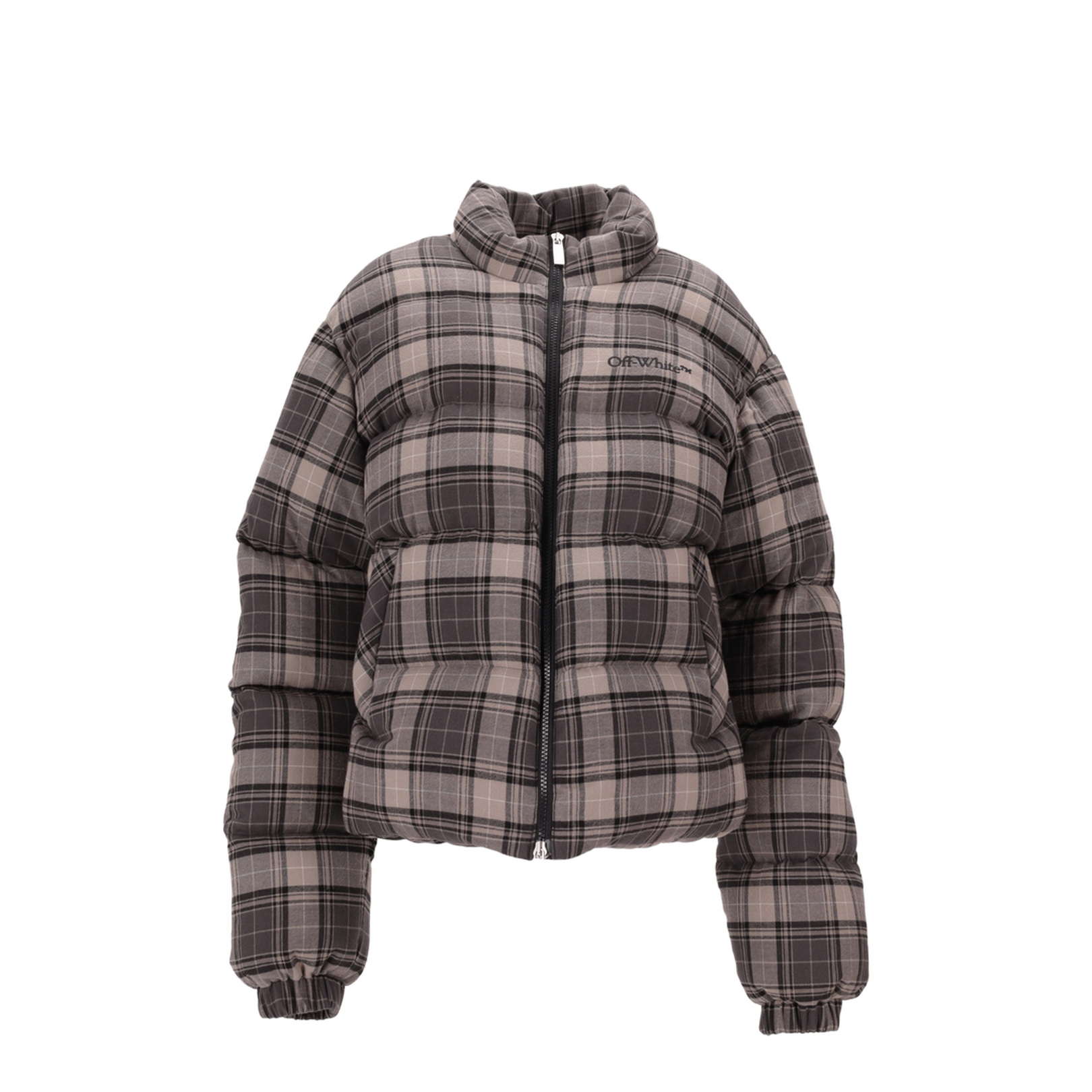 Spray Arr Check Flan Down Jacket Dark Grey