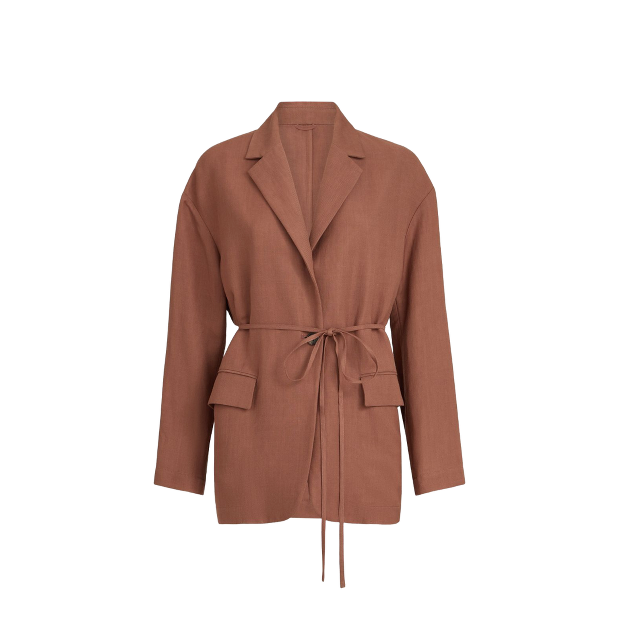 Fluid Viscose and Linen Twill Jacket with Jewellery