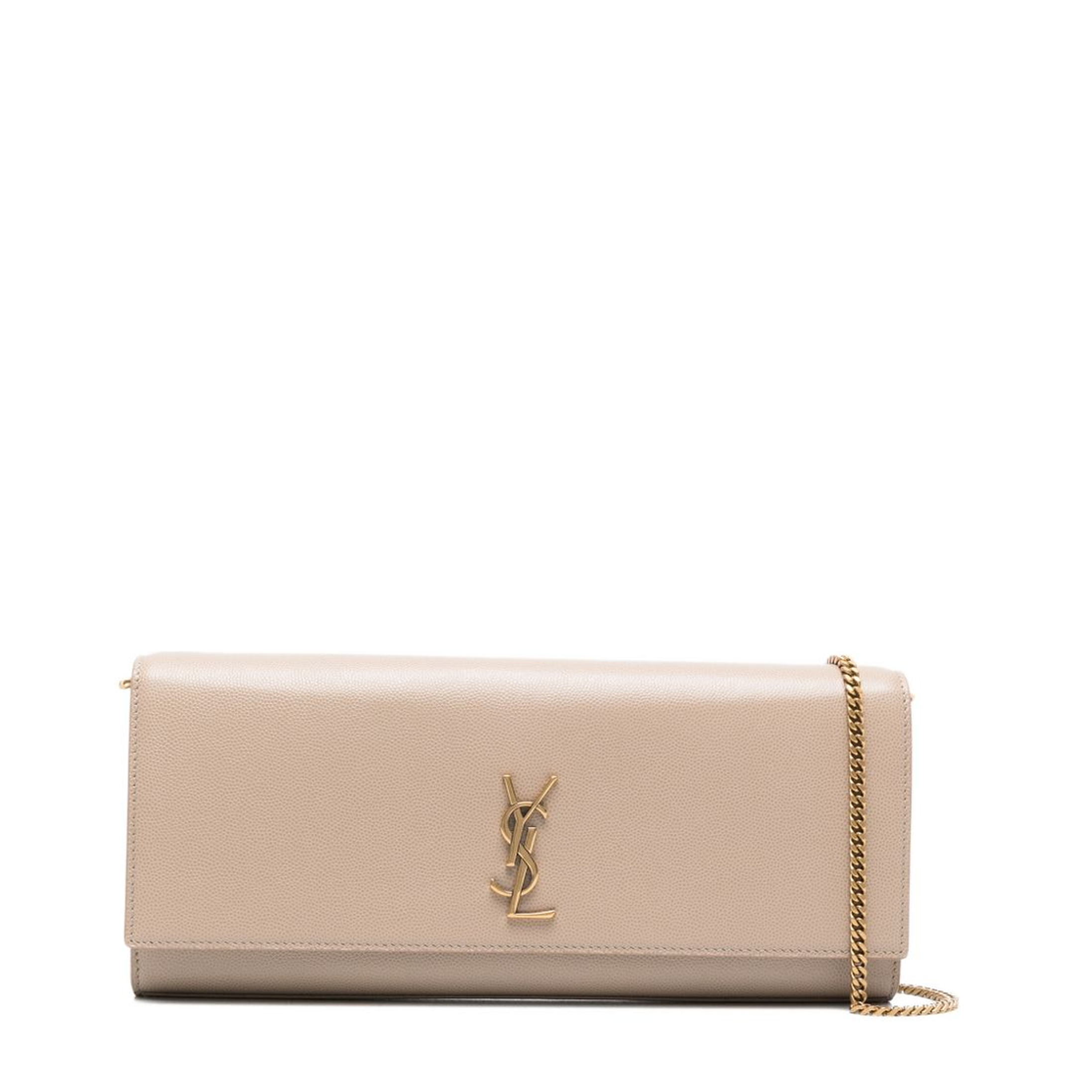Kate Calf Leather Clutch - Dark Beige (Beige)
