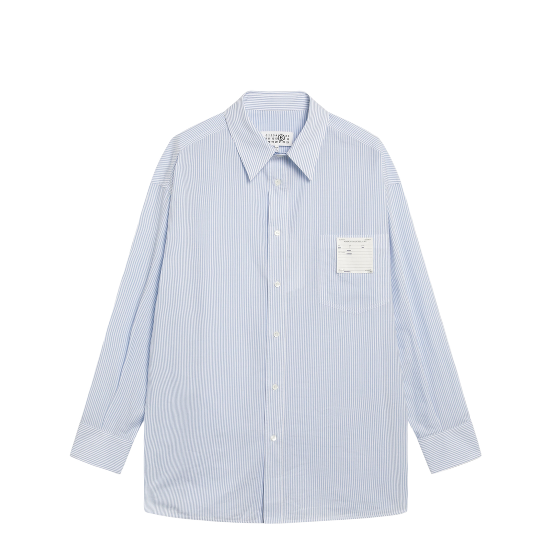 MAYFEYR - Mm6 Maison Margiela - White/Light Blue Striped Cotton Shirt - SH2DT0048M35874001F