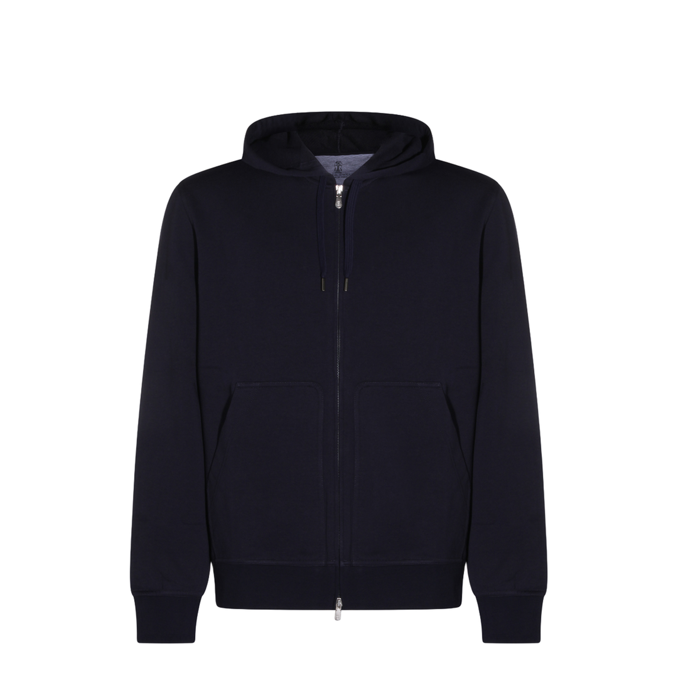 Zipped Cotton Fleece Sweater Blue