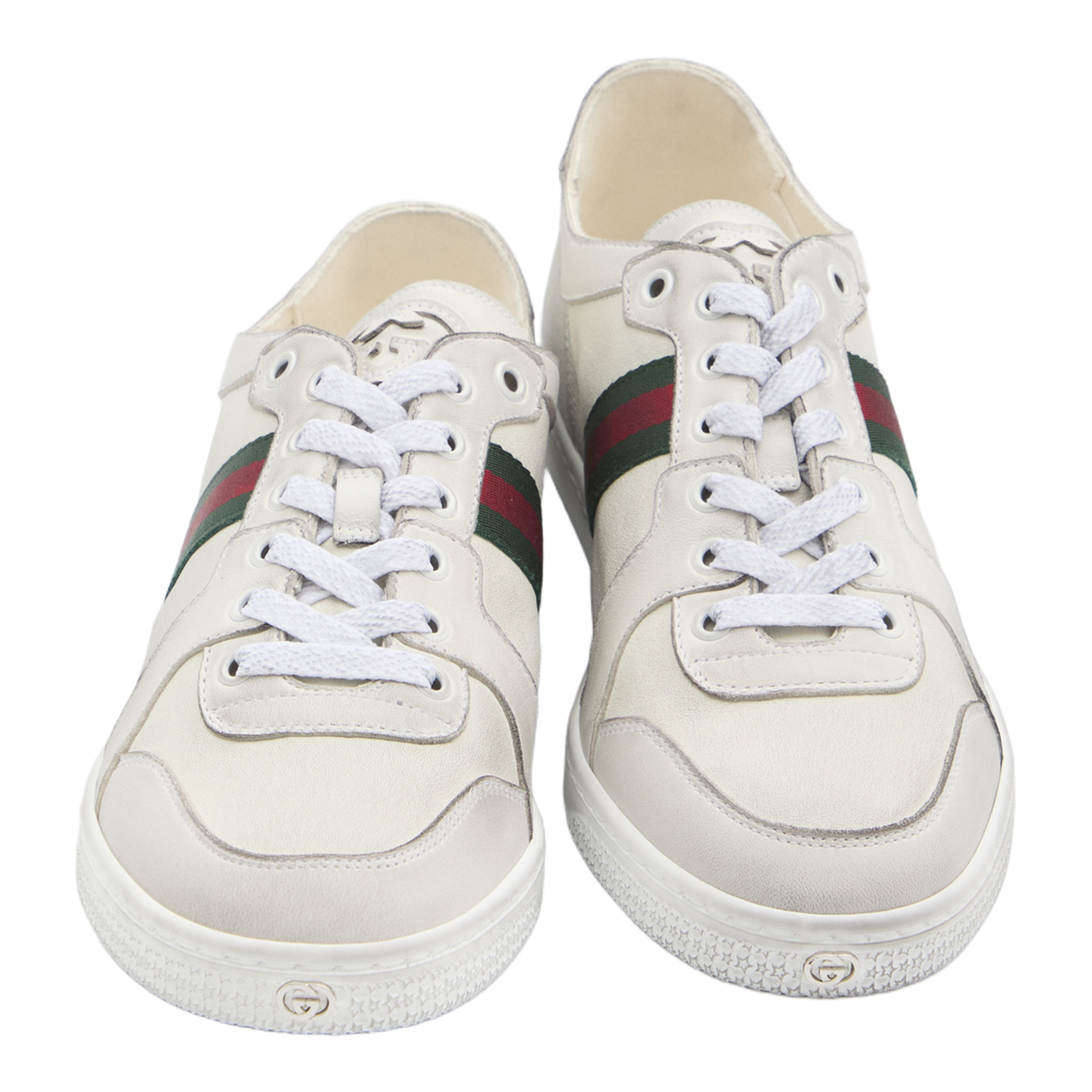 Stretch Low-Top Trainer in White Leather