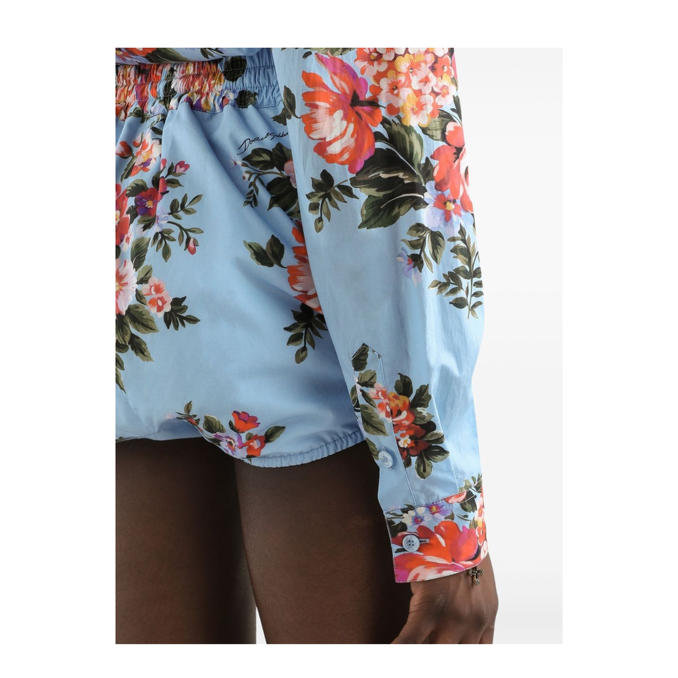 Floral bouquet-print cotton shirt