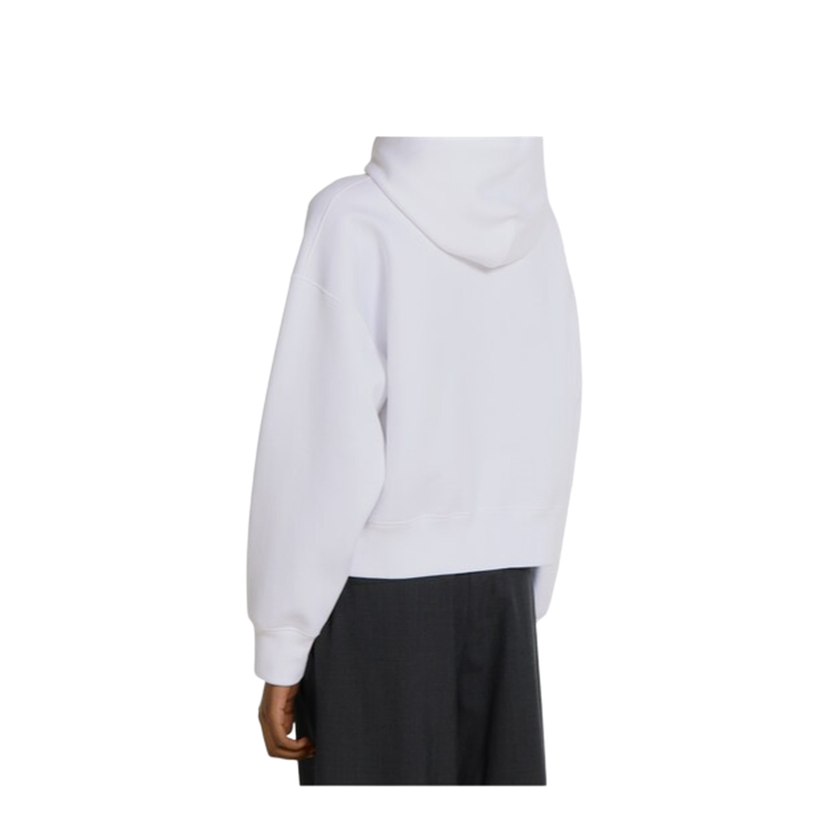 Cotton Hooded Sweatshirt with Print in White