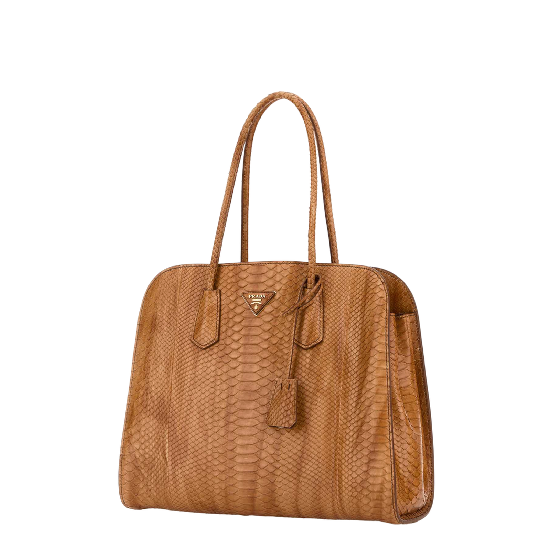 Orange Leather Shopping Bag