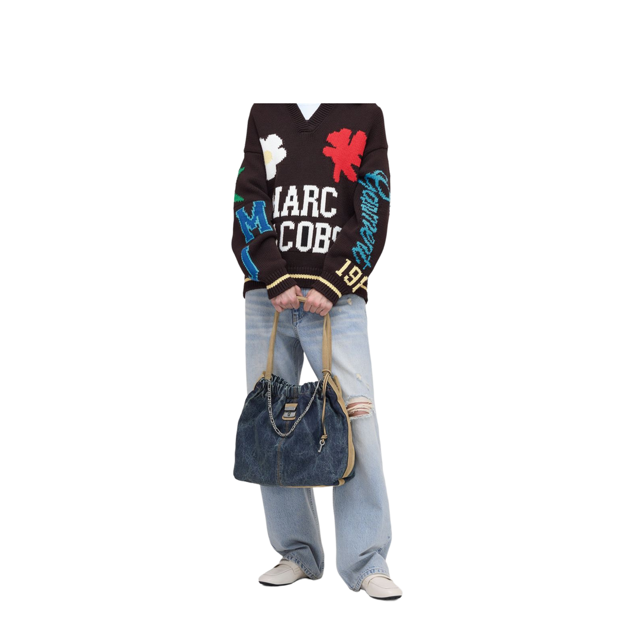 The Denim Suede Cristina Tote - Dark Wash Indigo