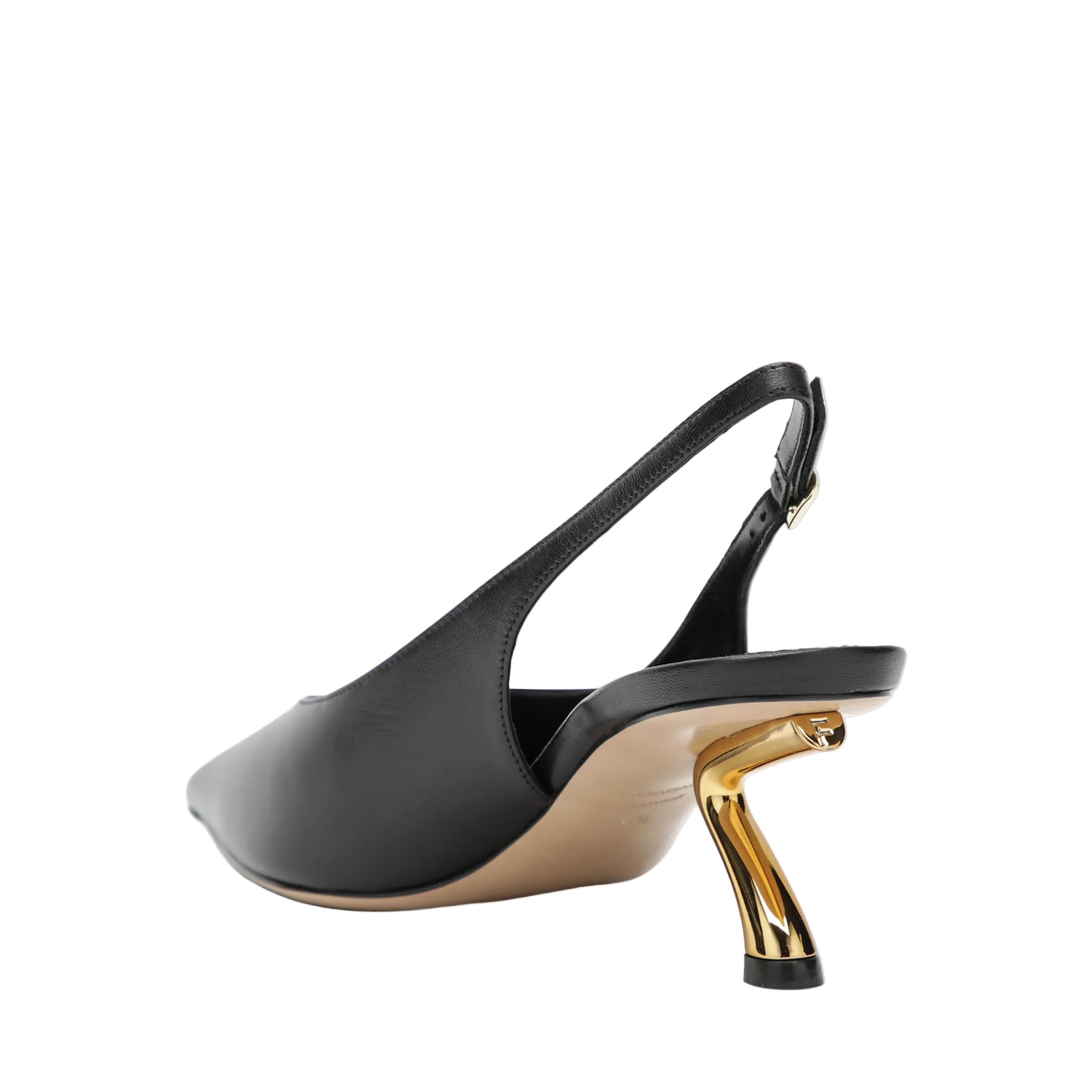 Black Slingback with Sculptural S Heel