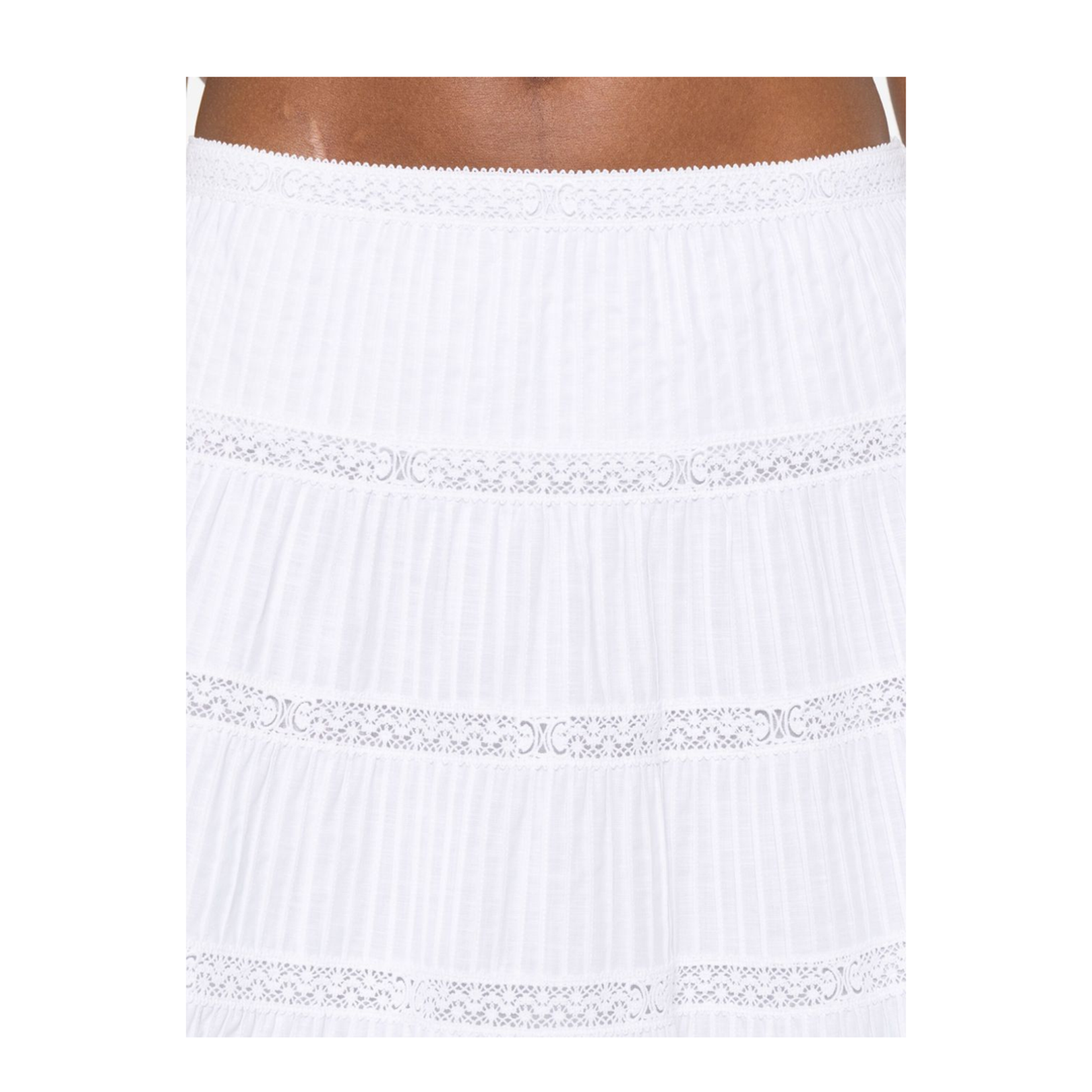Mini Skirt with Embroidered Trims in Batiste
