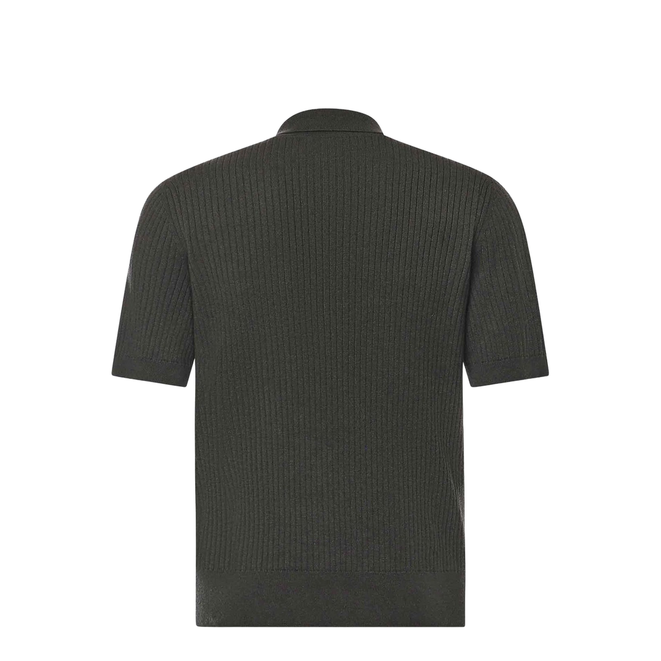 Ribbed Knit Polo Shirt in Forest Green