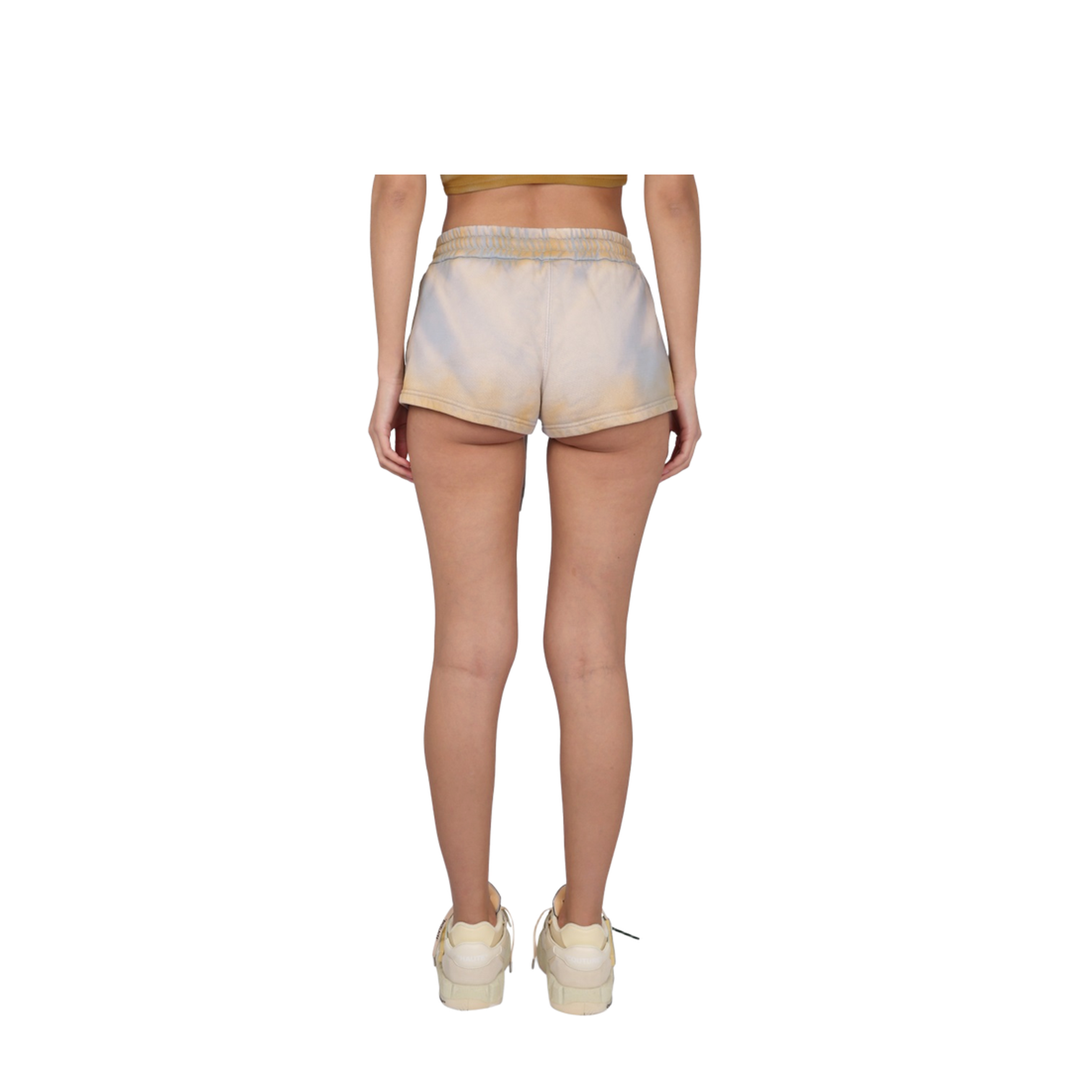 Tie Dye Cotton Shorts Beige Ice-Colored