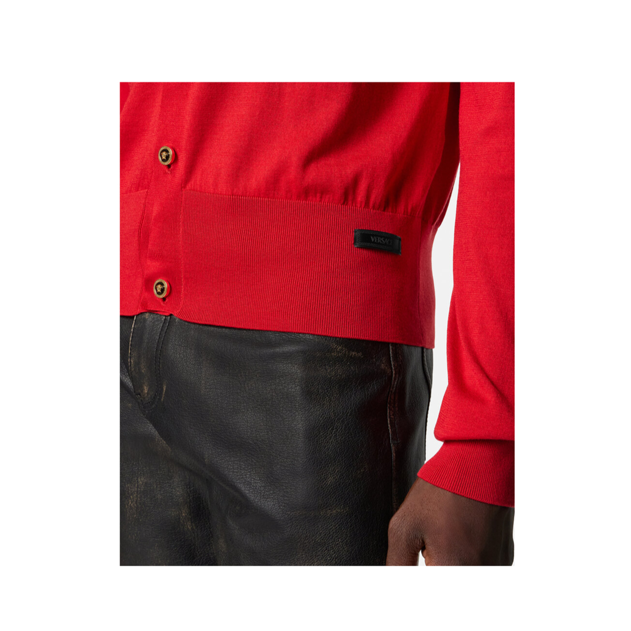 Red Silk Blend Cardigan