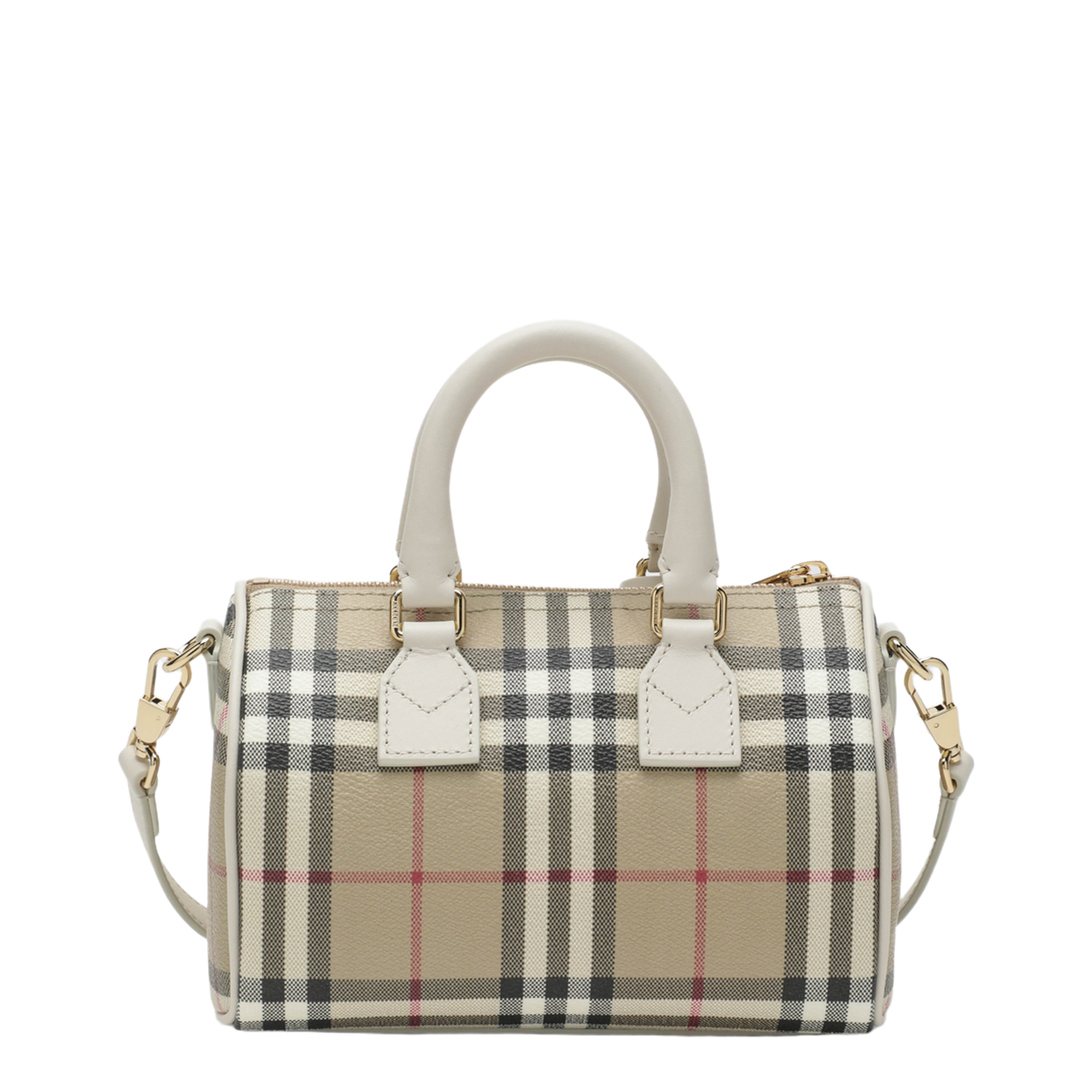 Mini Vintage Check Bowling Bag In Coated Cotton Beige