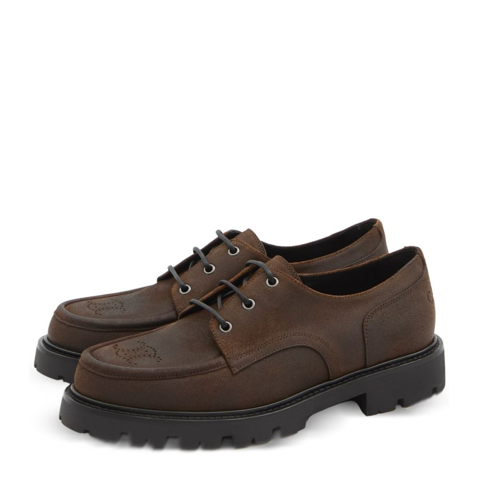 Margaret Derby Loafer In Waxed Suede Calfskin