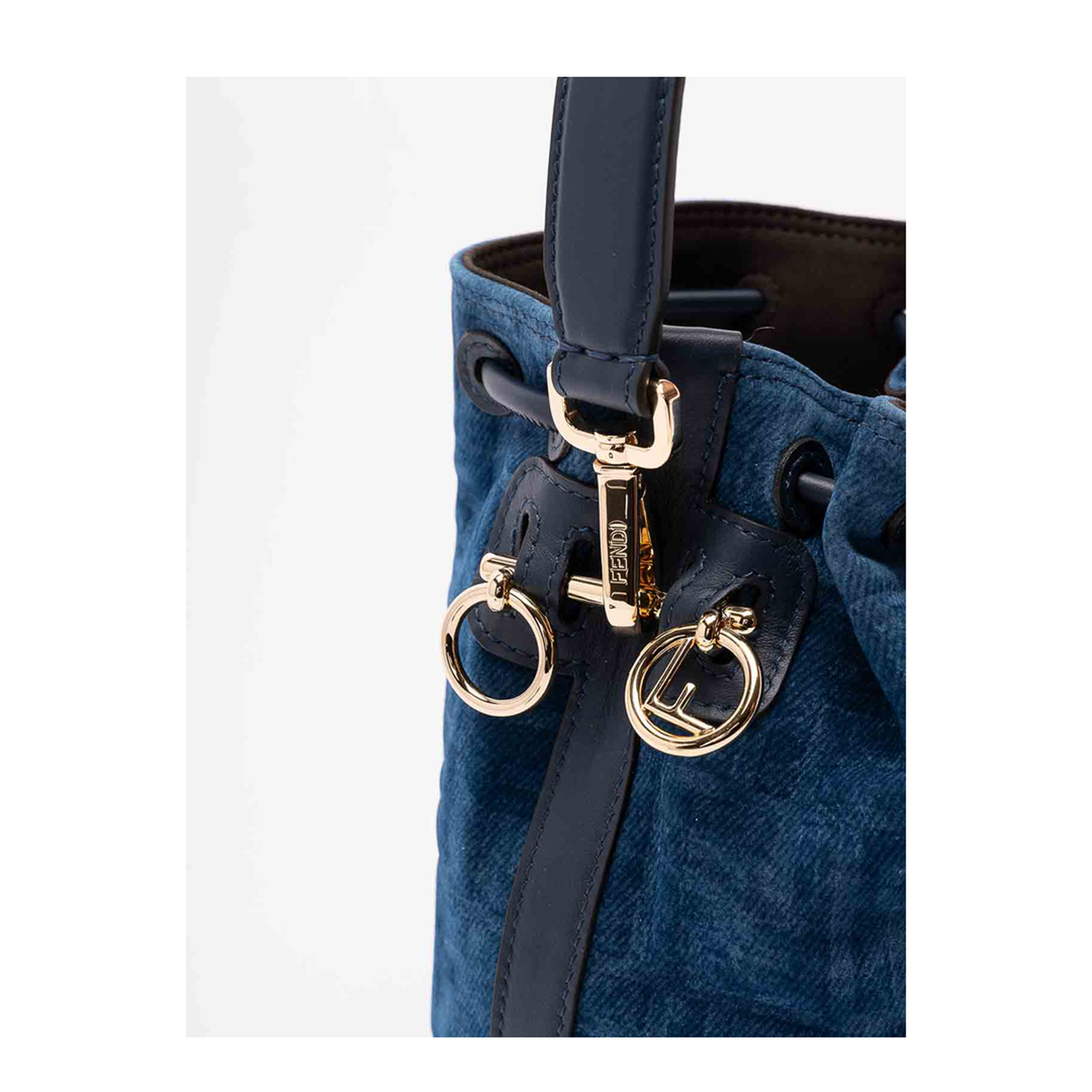 Mon Tresor FF Flocked Denim Crossbody Bag