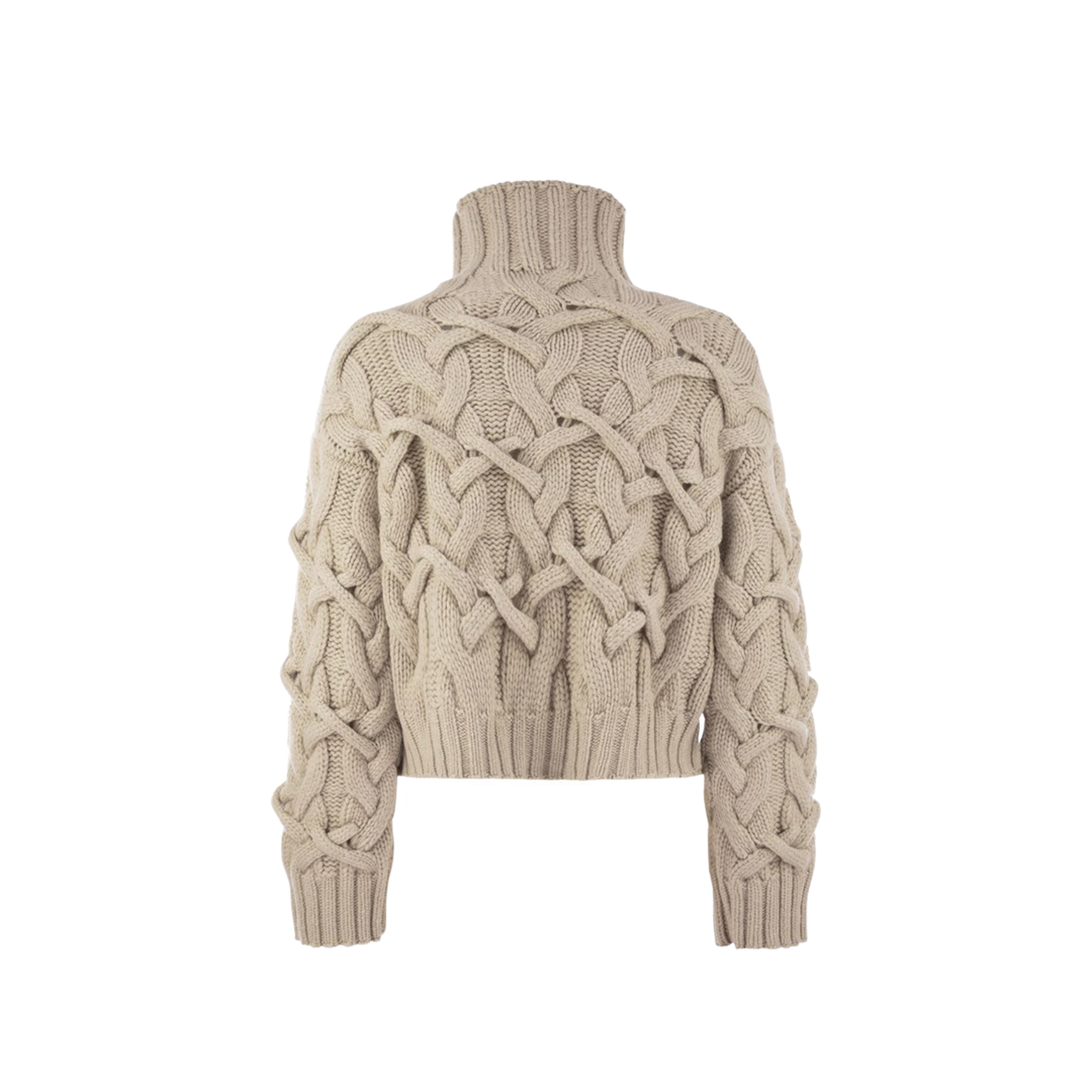 Braided Cashmere Cropped Sweater - Beige