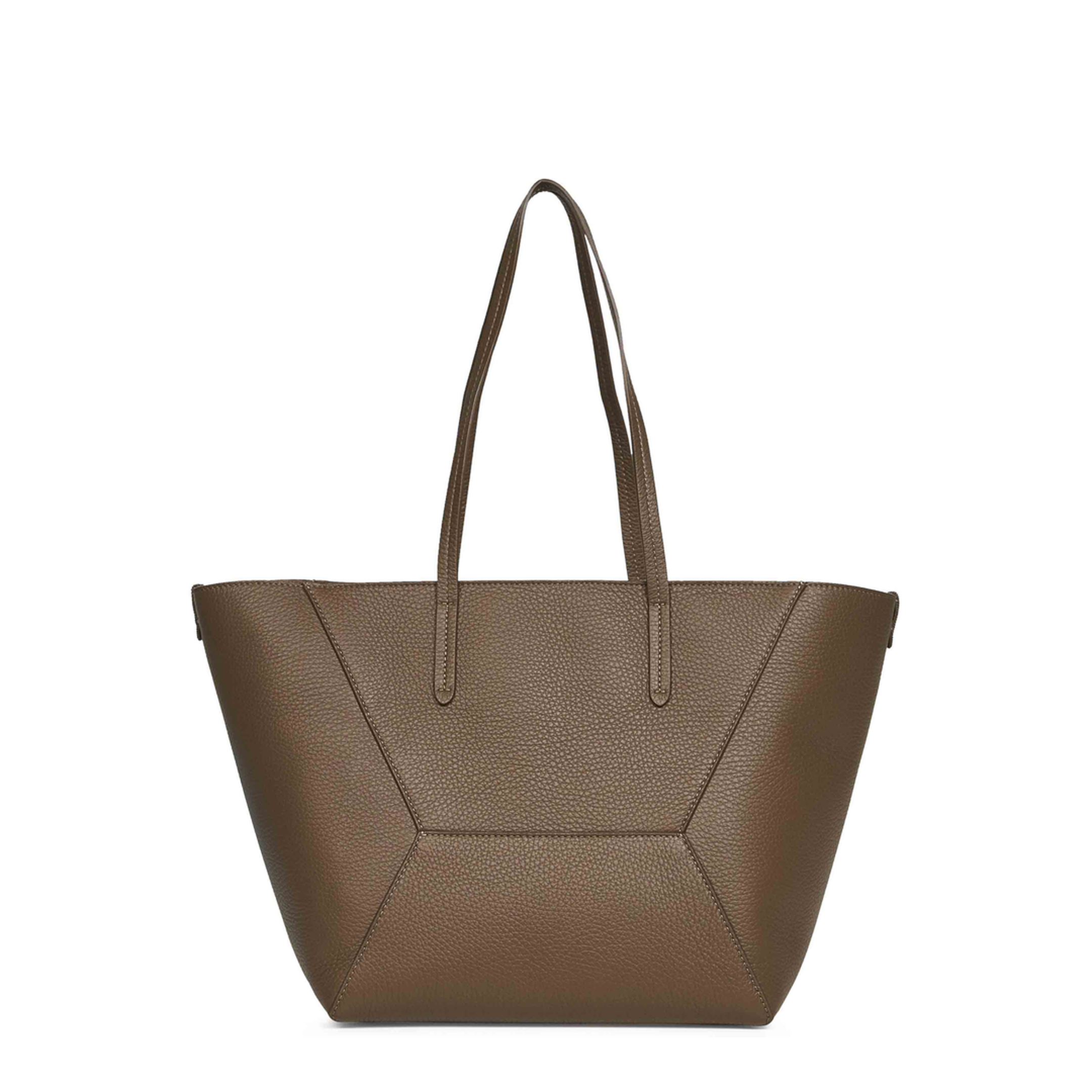 Duo Medium Leather Tote Bag - Brown